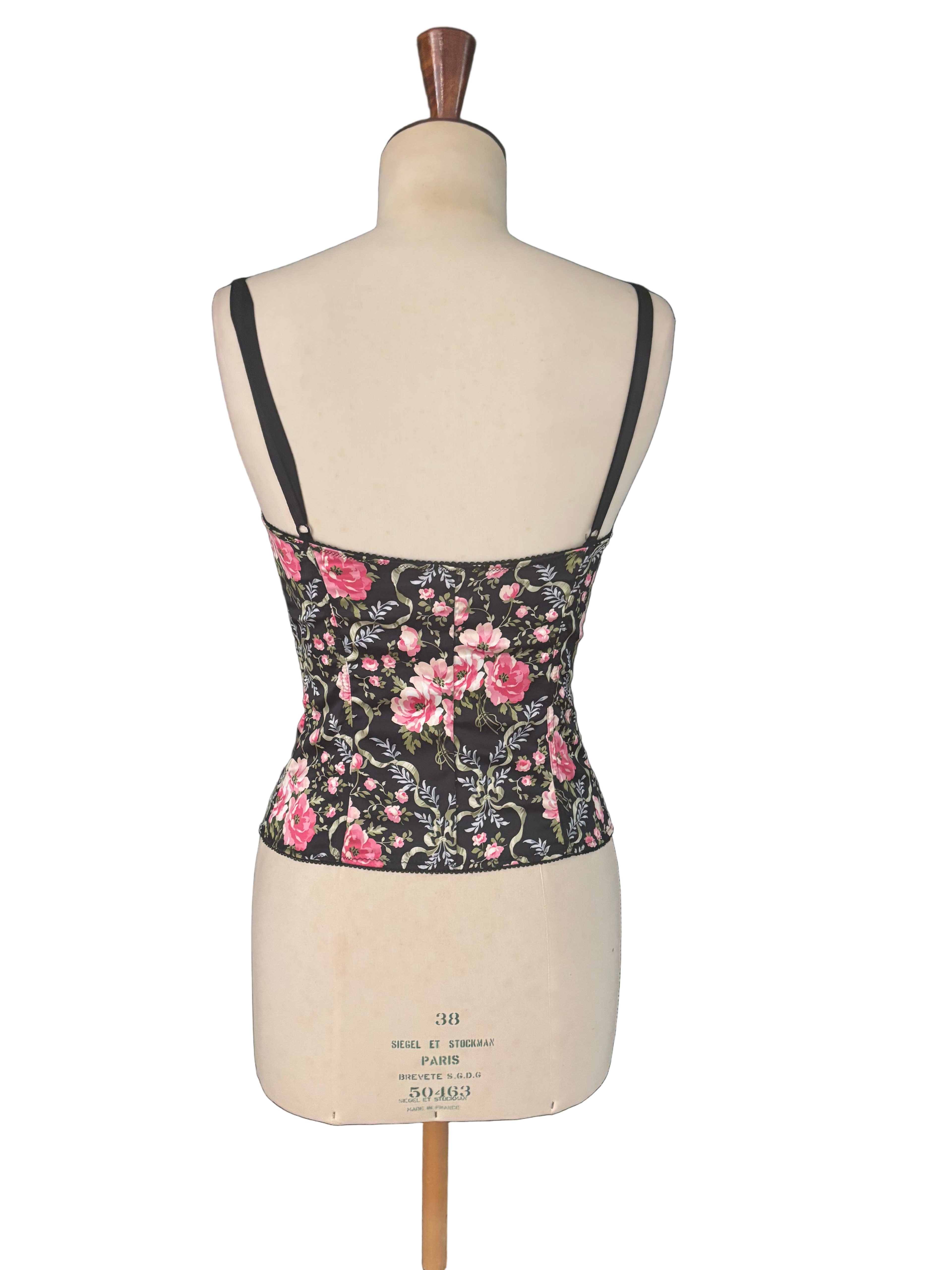 Dolce & Gabbana Vintage 90s Black Floral Corset - Size M