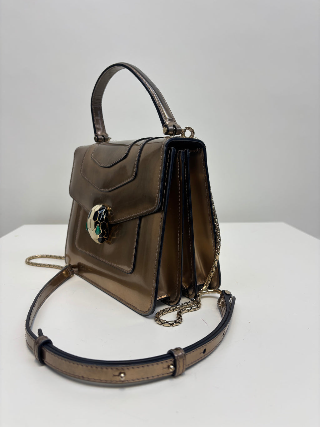 Bvlgari Serpenti Handbag Gold Leather