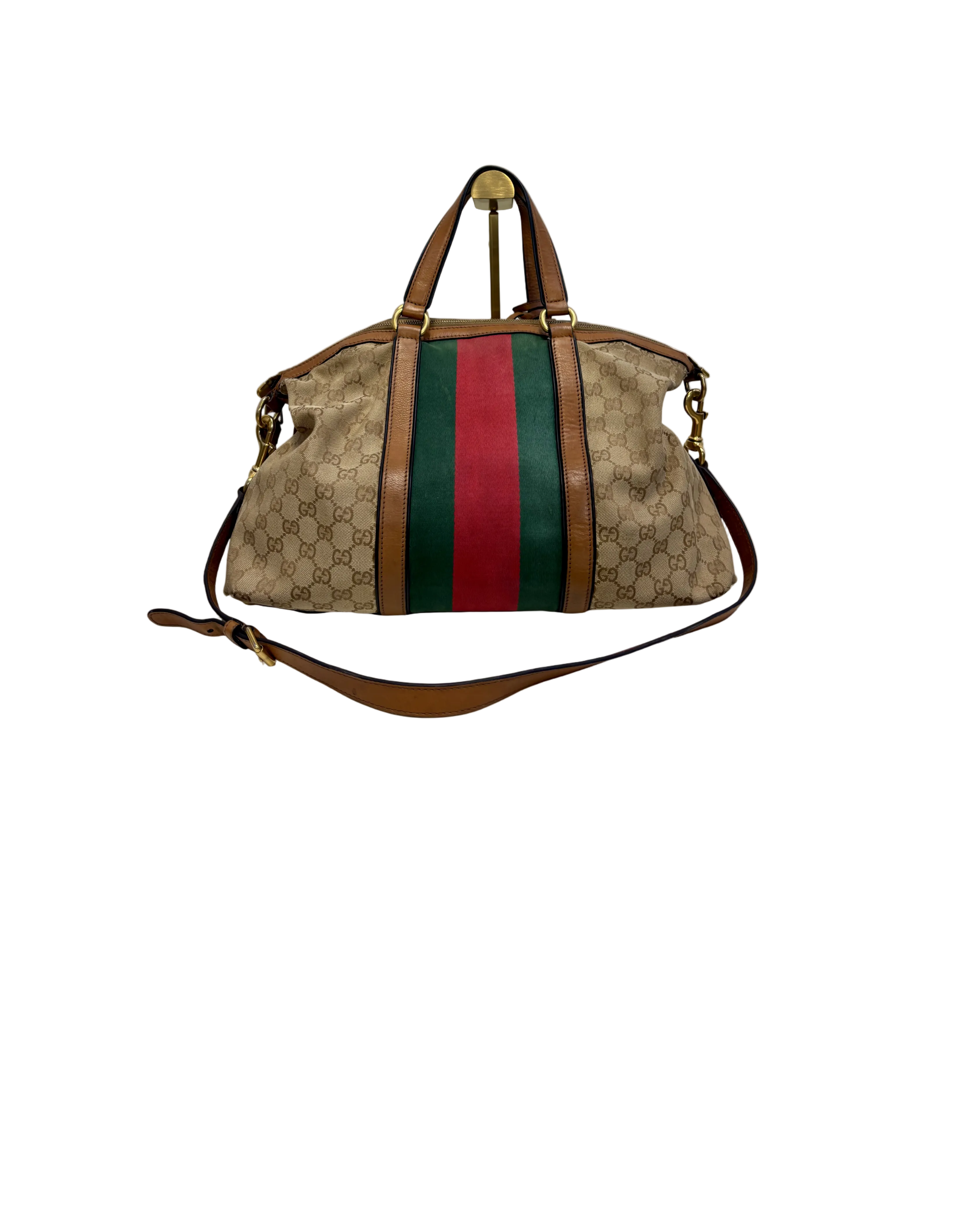 Gucci Sherry Line Handbag Brown Canvas