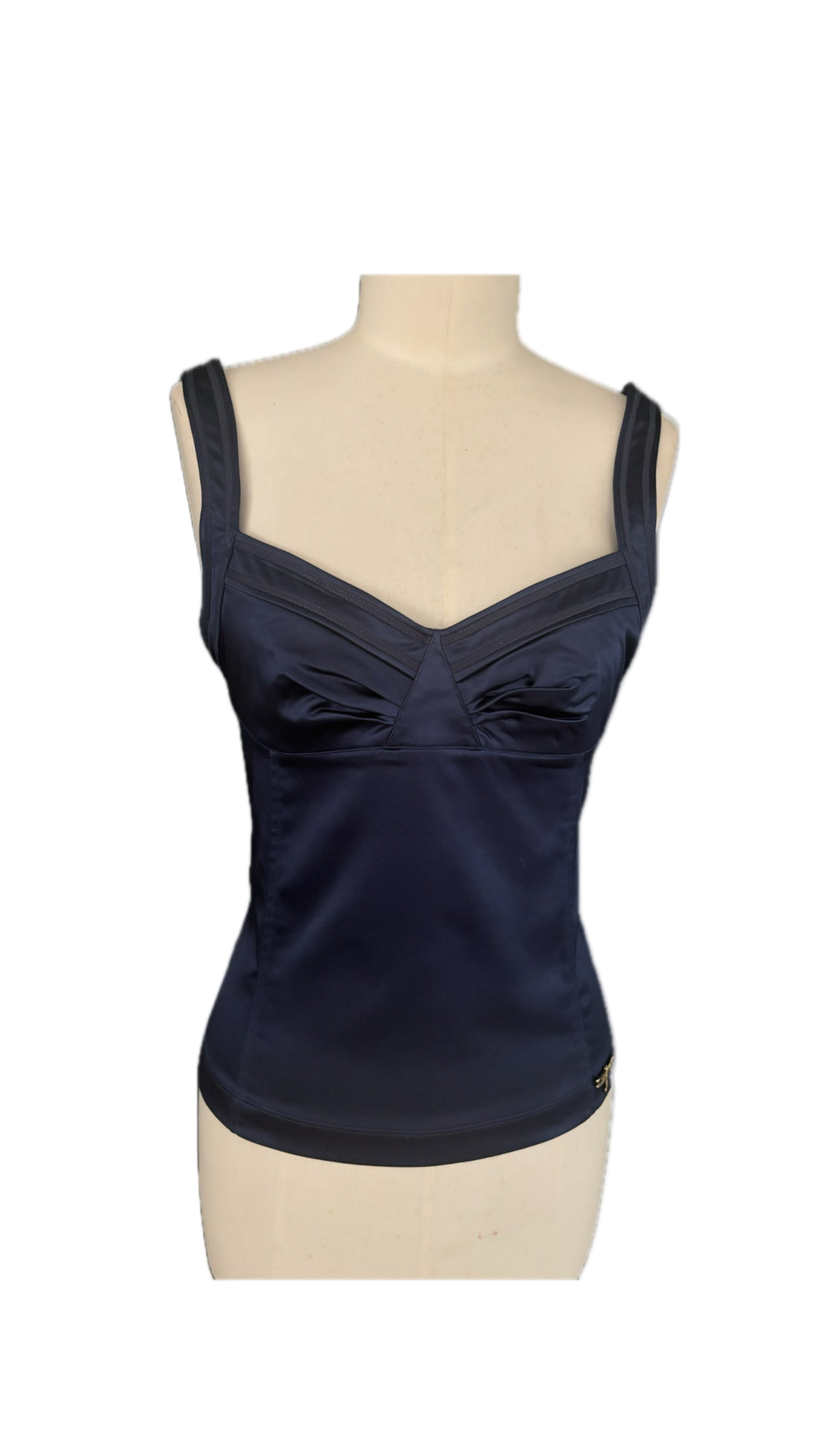 John Galliano Midnight Blue Satin Corset – Size IT 44 (Fits Medium)