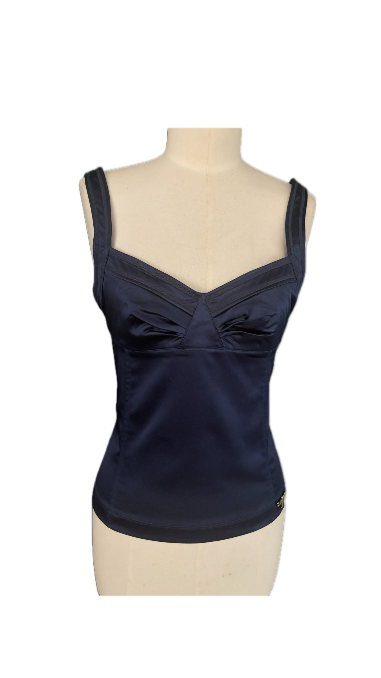 John Galliano Midnight Blue Satin Corset – Size IT 44 (Fits Medium)