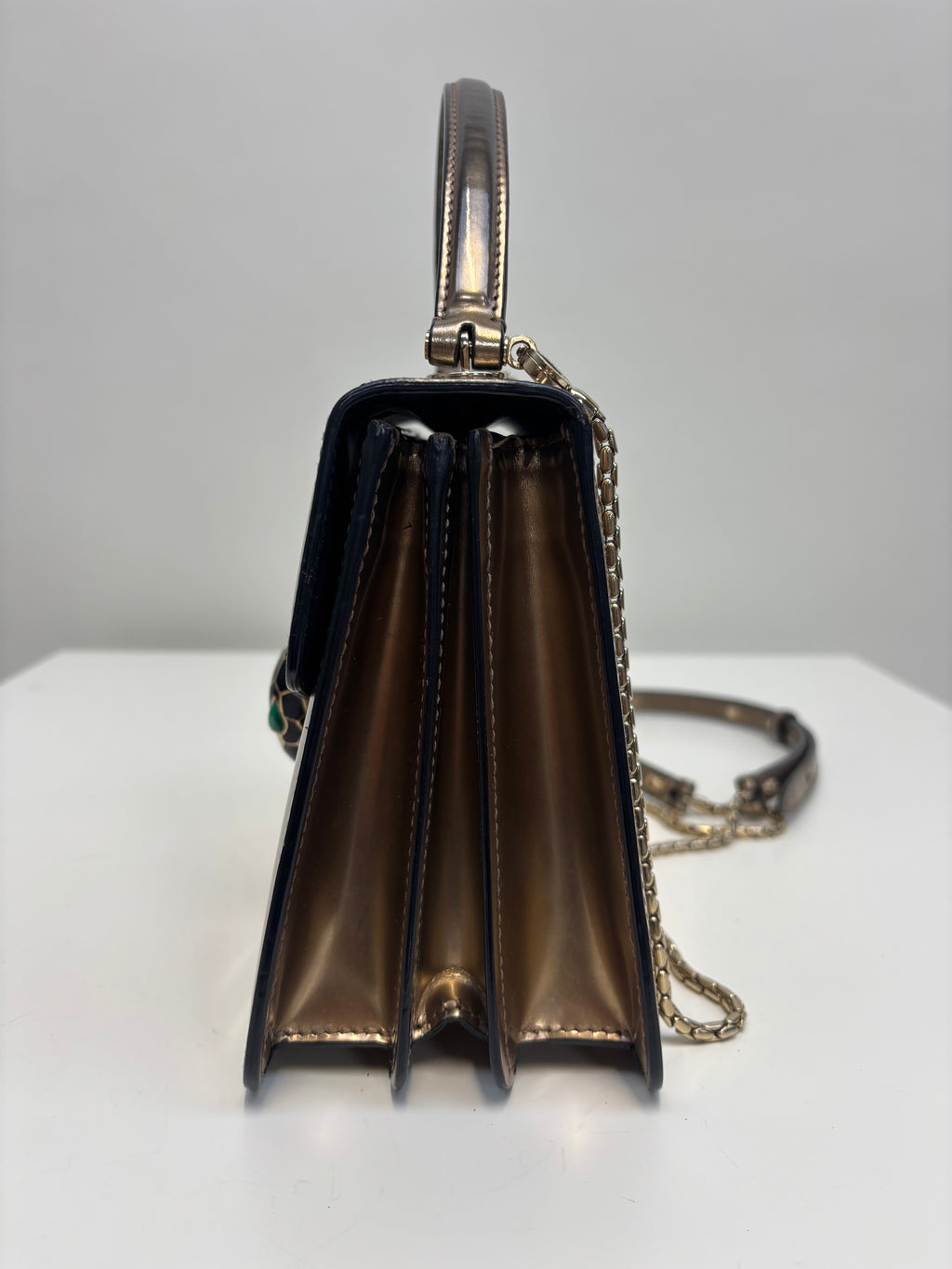 Bvlgari Serpenti Handbag Gold Leather