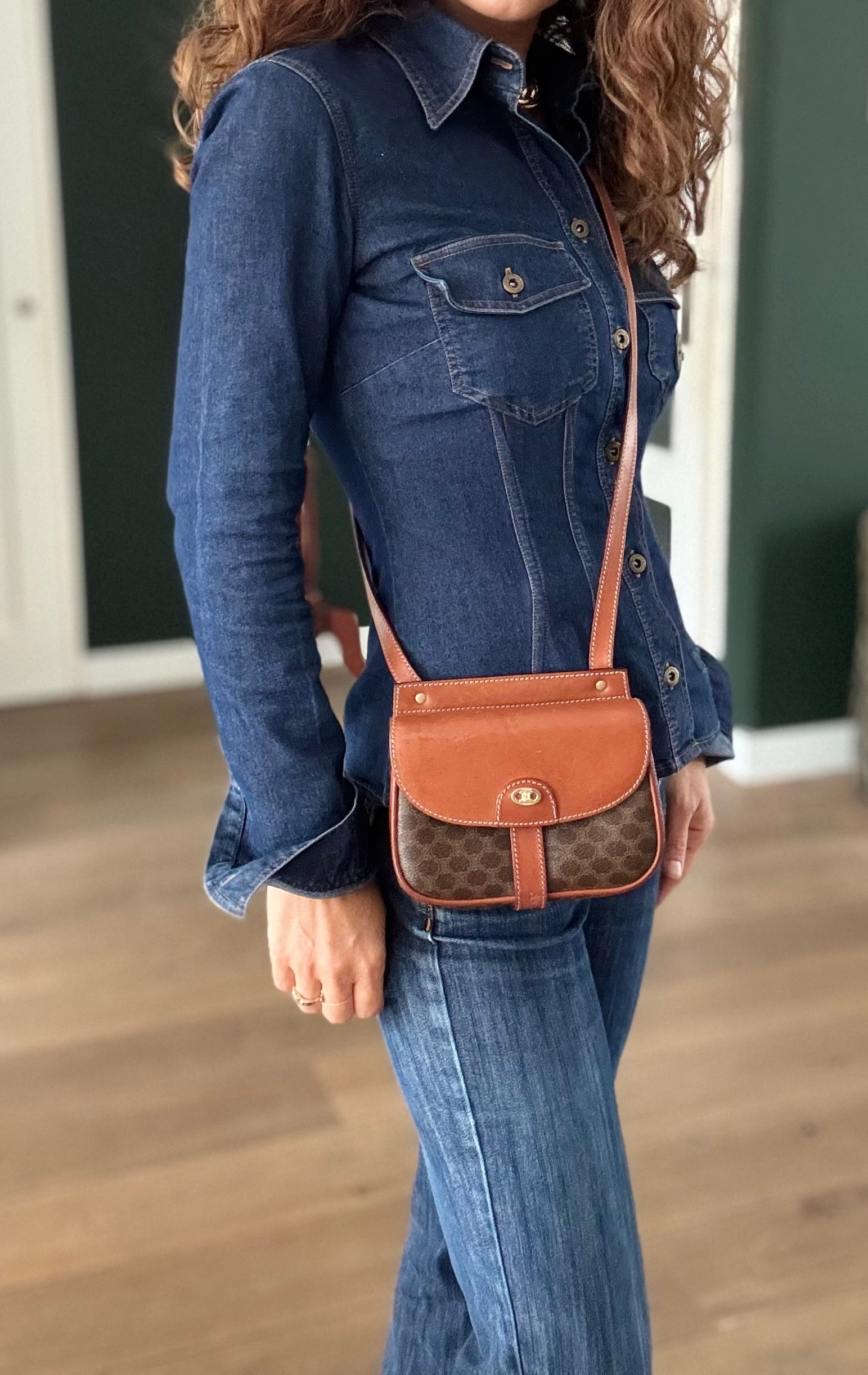 Celine Vintage 90s Brown Crossbody Bag