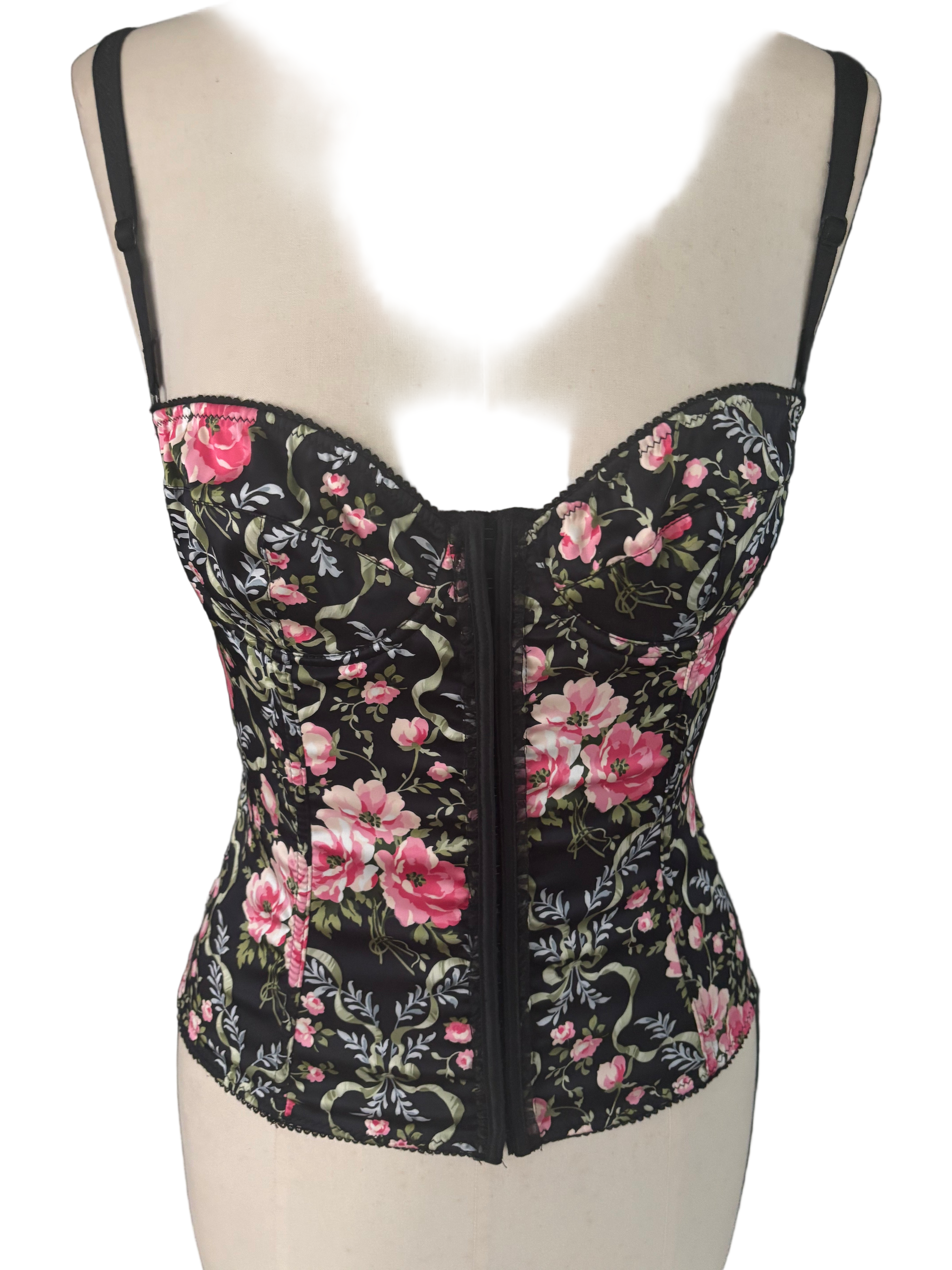 Dolce & Gabbana Vintage 90s Black Floral Corset - Size M
