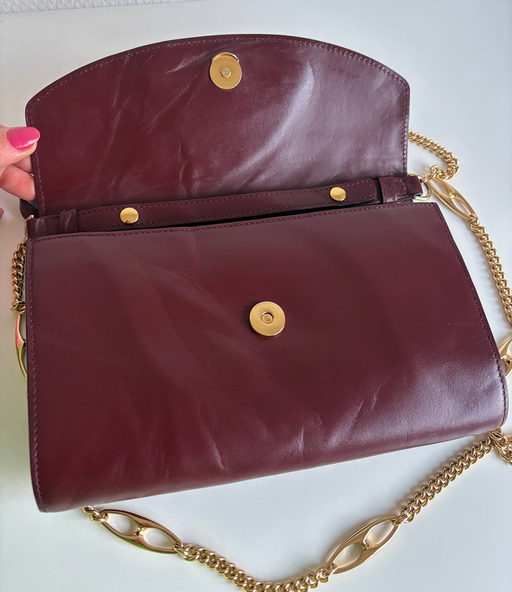 Gucci Vintage 90s Bordeaux Leather Shoulder Bag