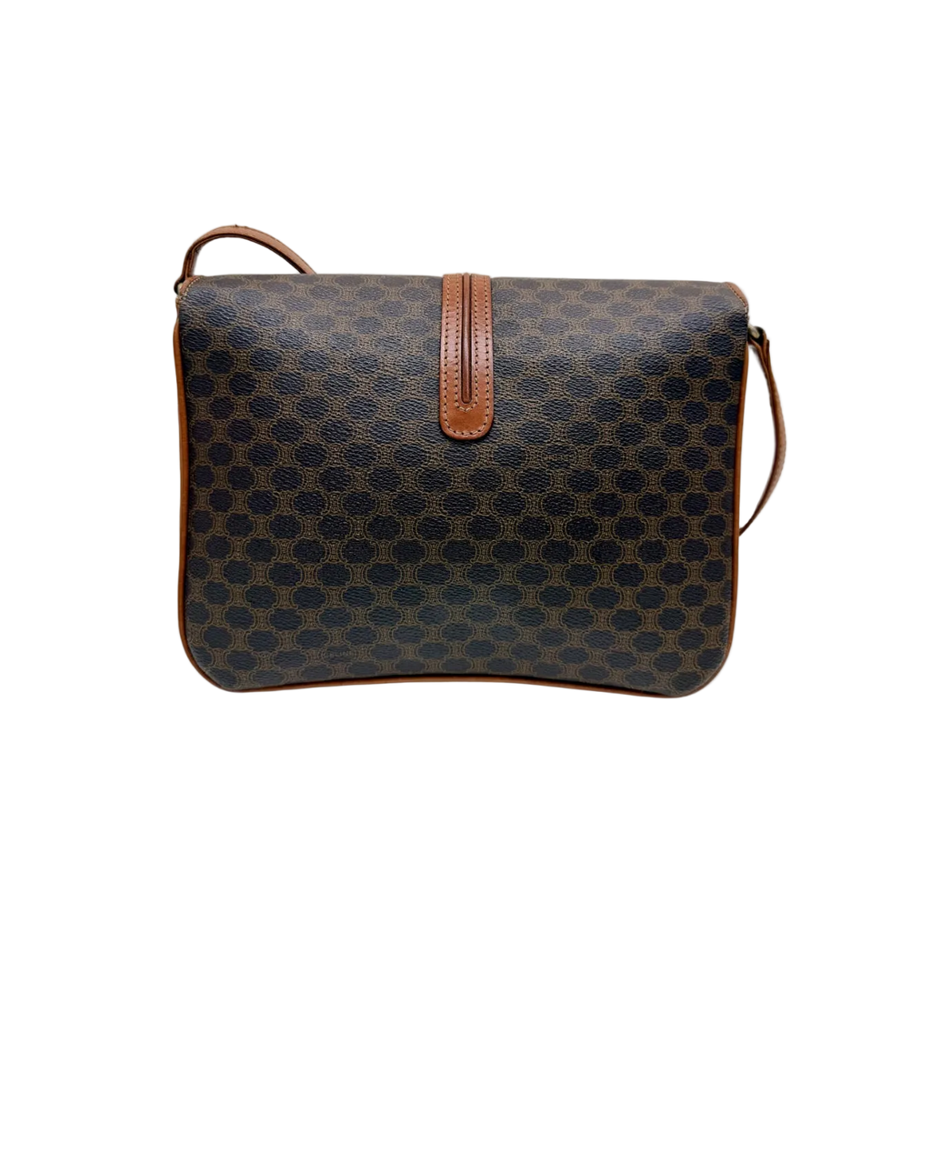 Celine Macadam Vintage Brown Canvas Leather Crossbody Bag