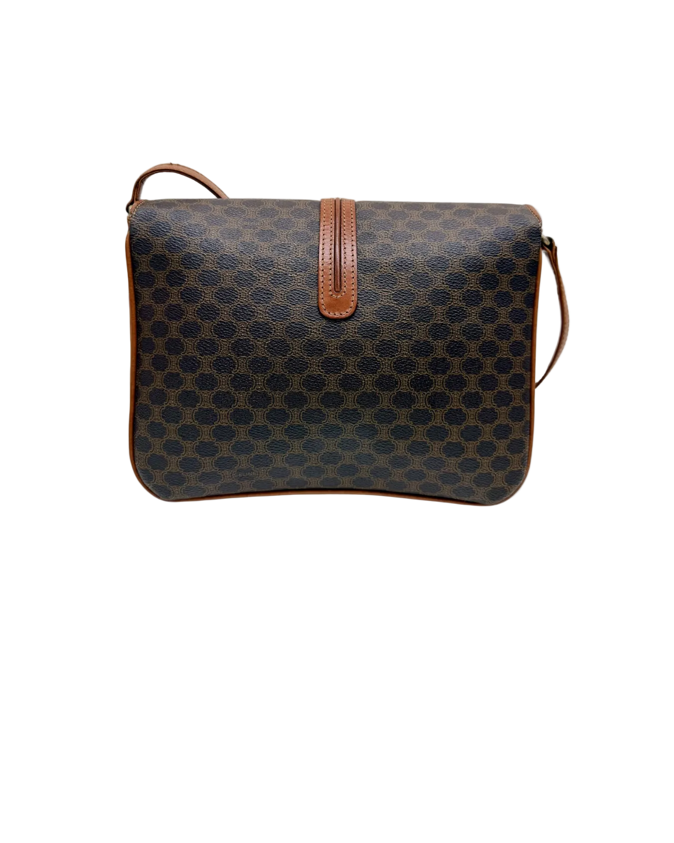 Celine Macadam Vintage Brown Canvas Leather Crossbody Bag