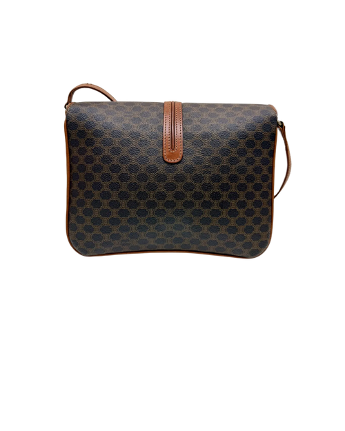 Celine Macadam Vintage Brown Canvas Leather Crossbody Bag