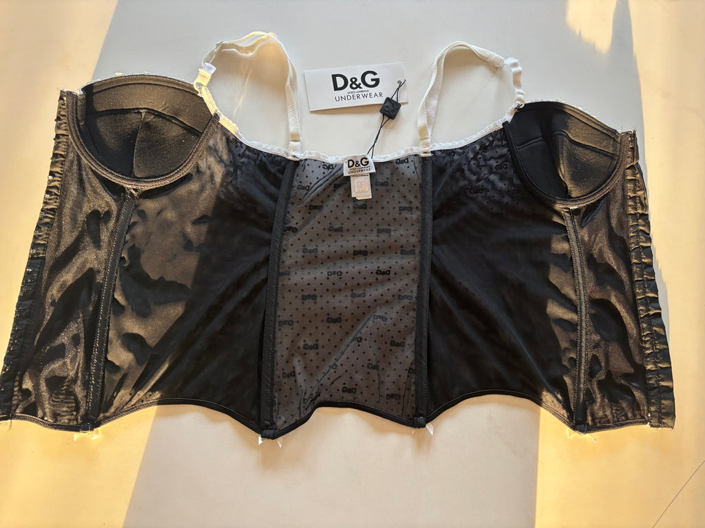 Dolce & Gabbana Black & White Stretch Corset Top – Size FR 42 / EU L