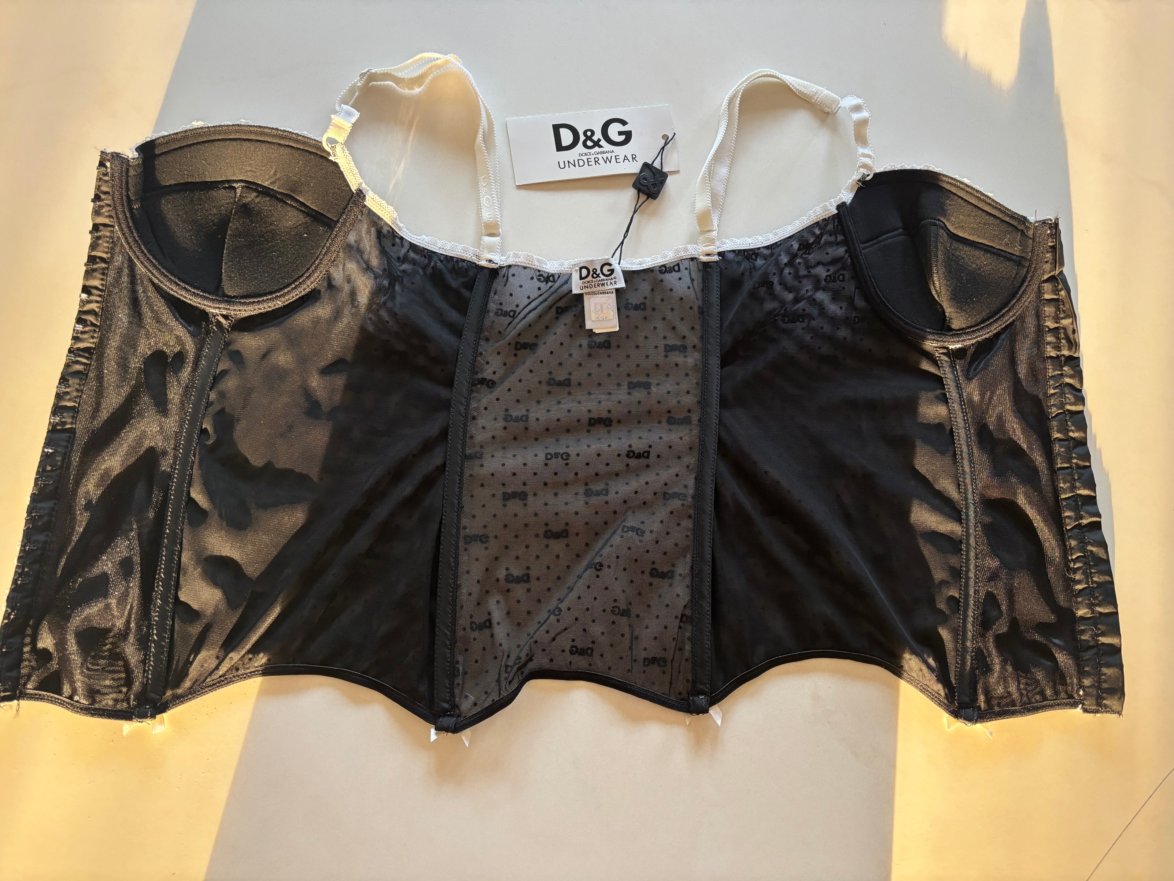 Dolce & Gabbana Black & White Stretch Corset Top – Size FR 42 / EU L