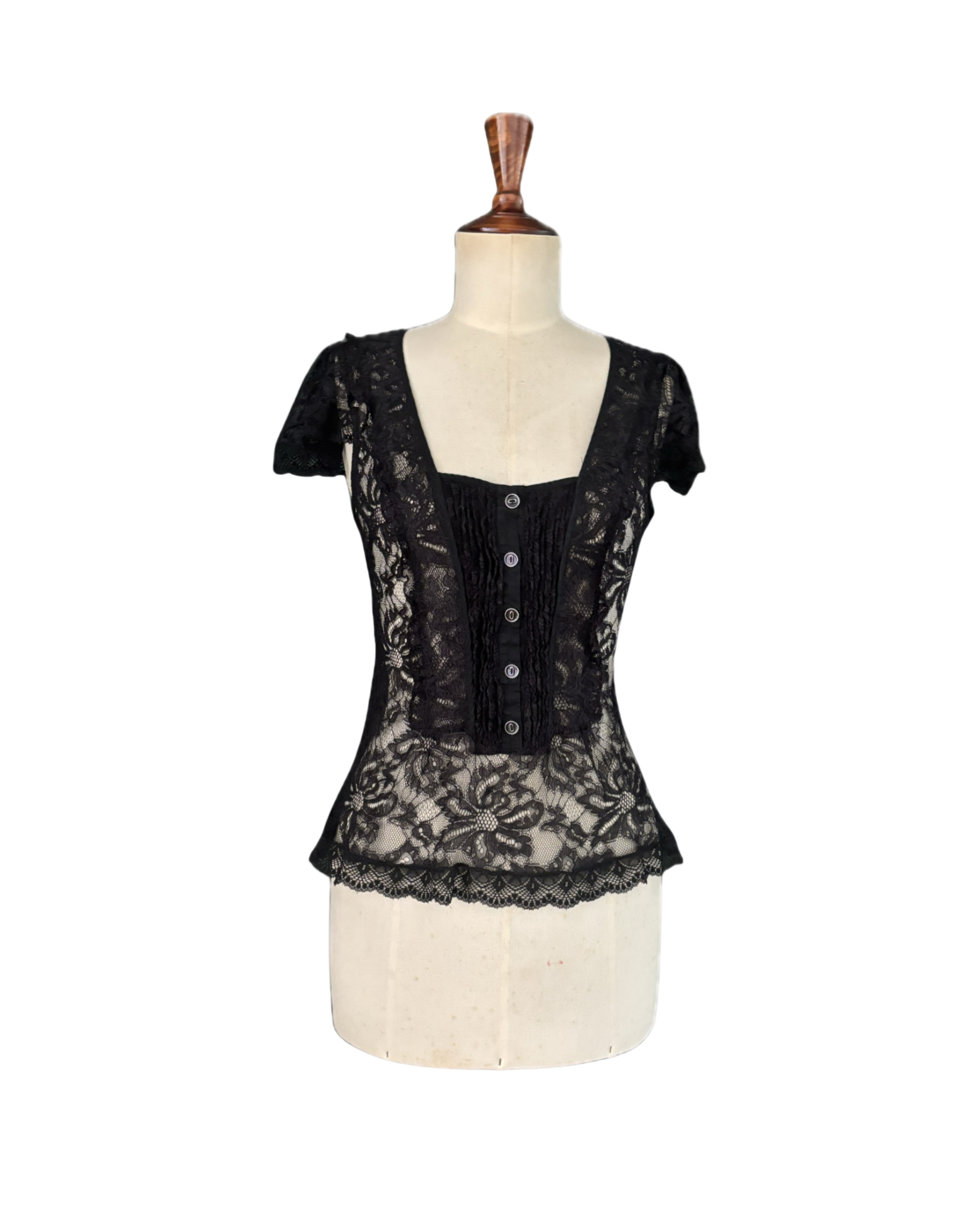 Dolce & Gabbana Vintage 90s Black Lace Top – Size IT 40 (Fits S–M)