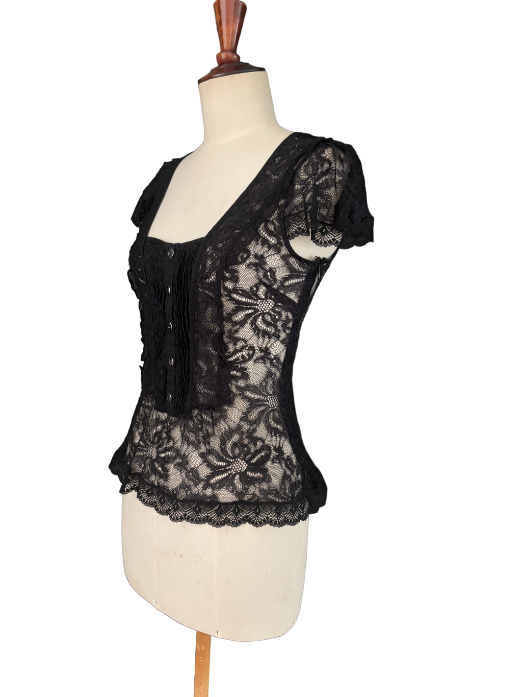 Dolce & Gabbana Vintage 90s Black Lace Top – Size IT 40 (Fits S–M)