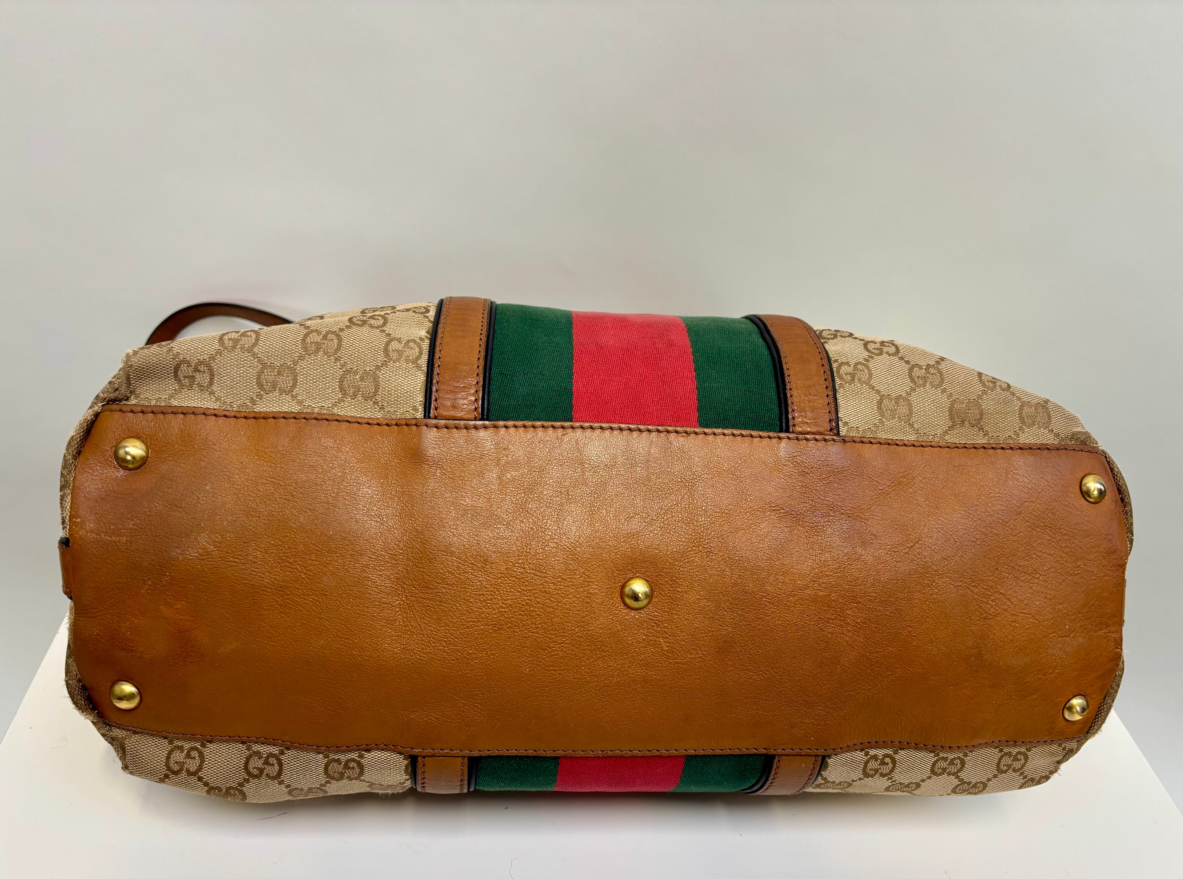 Gucci Sherry Line Handbag Brown Canvas