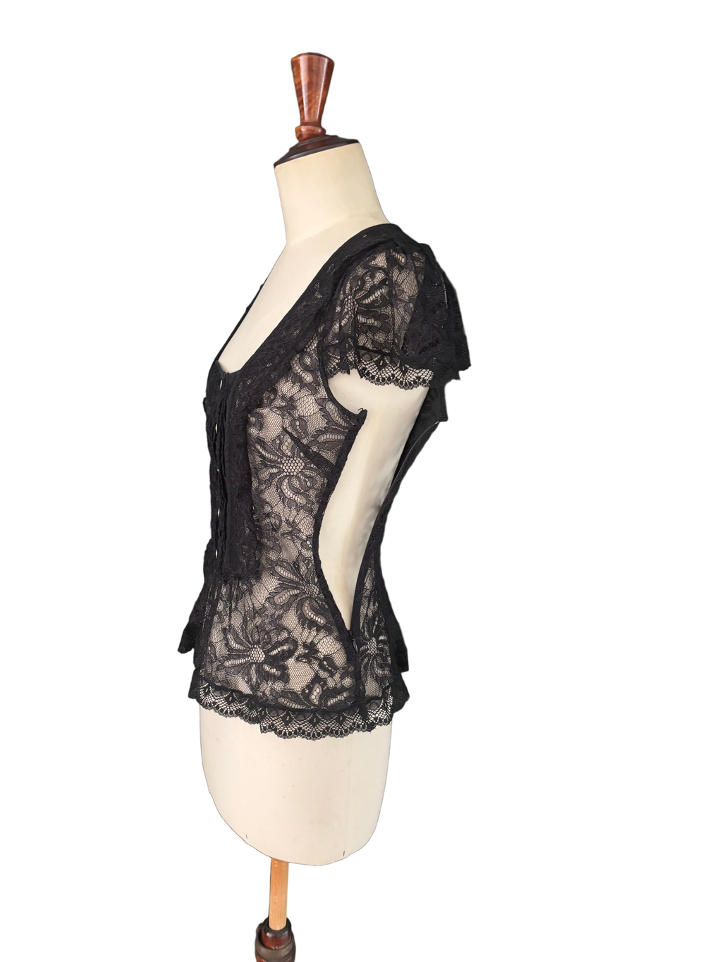 Dolce & Gabbana Vintage 90s Black Lace Top – Size IT 40 (Fits S–M)