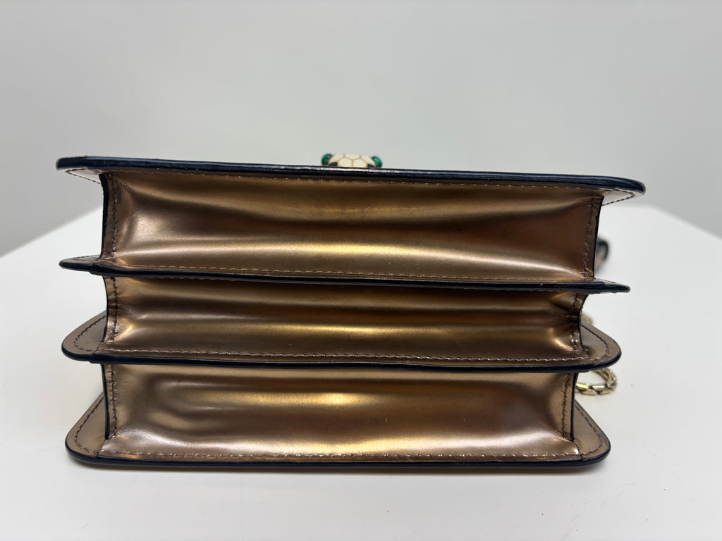Bvlgari Serpenti Handbag Gold Leather