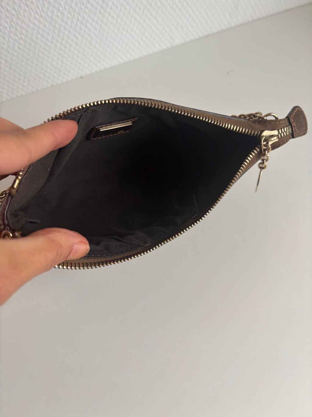 Fendi Bronze Brown Studded Chain Handbag- Golden Details