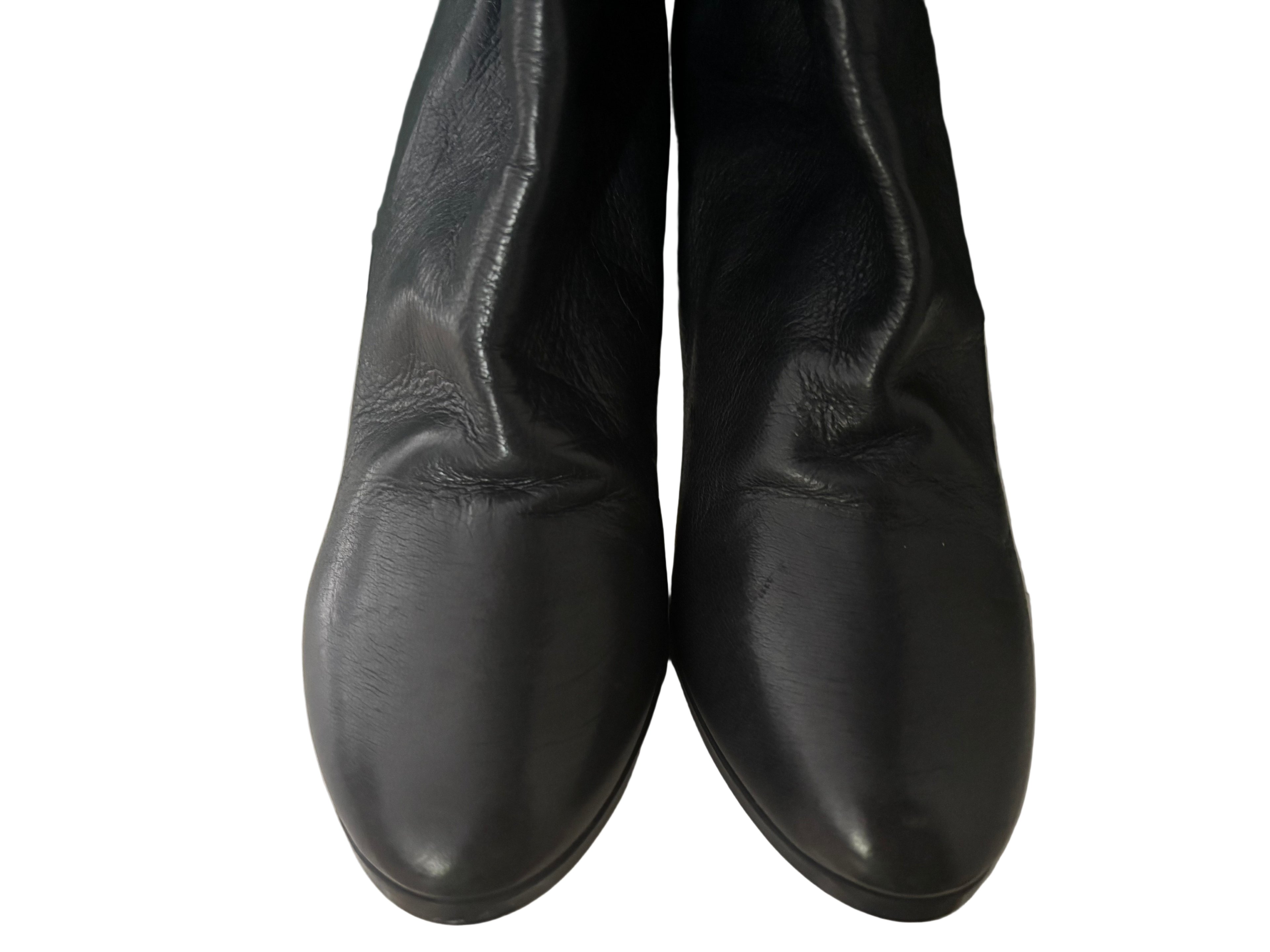 Chloé Anthracite Leather Ankle Boots – Size 37