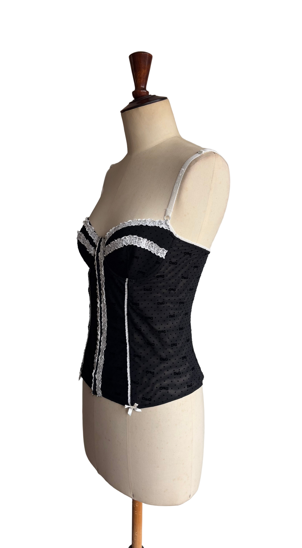 Dolce & Gabbana Black & White Stretch Corset Top – Size FR 42 / EU L