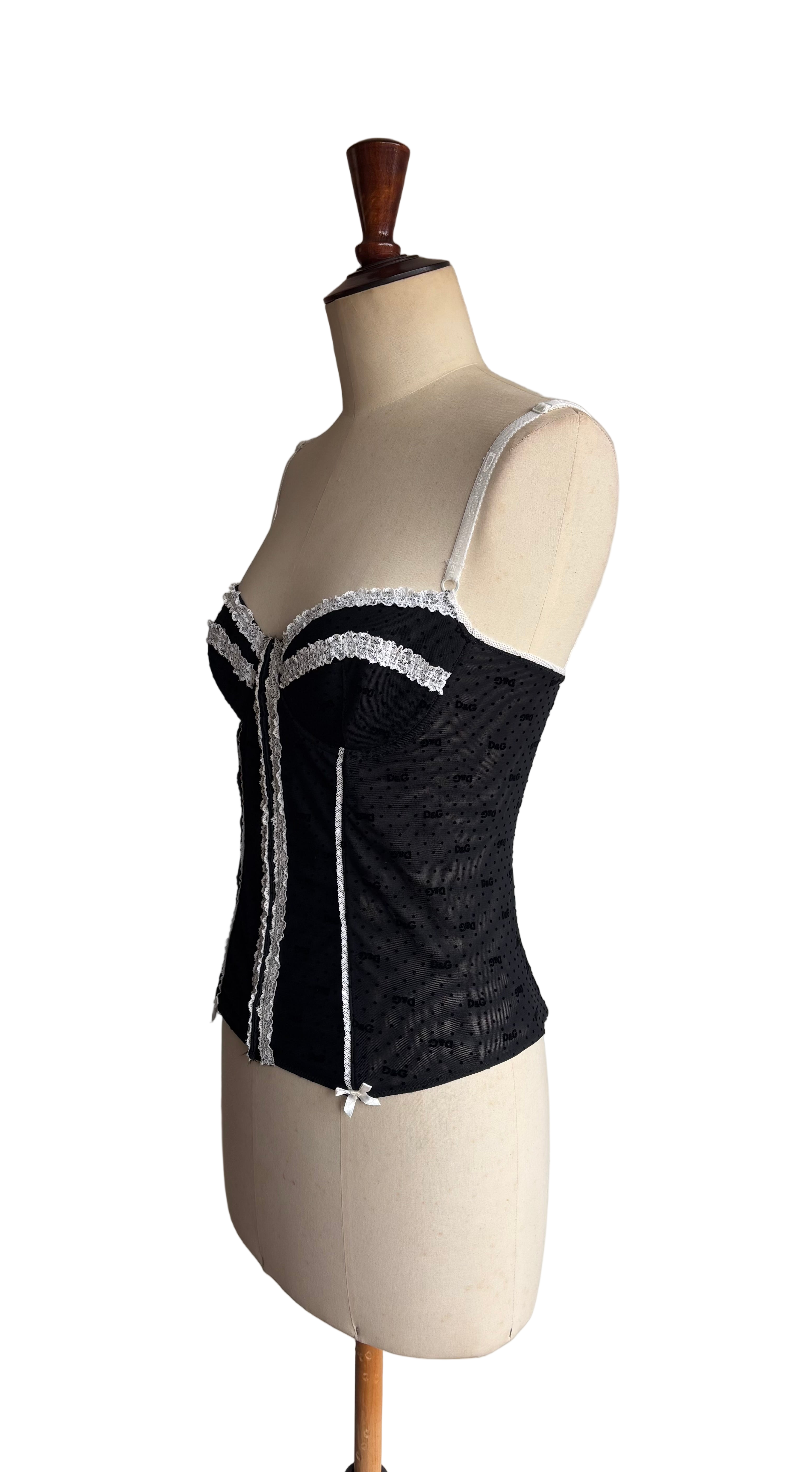 Dolce & Gabbana Black & White Stretch Corset Top – Size FR 42 / EU L