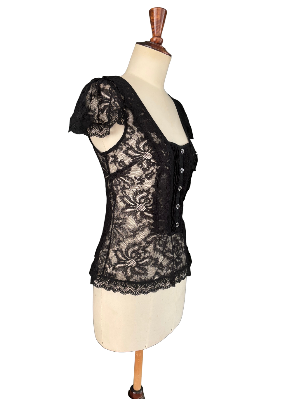 Dolce & Gabbana Vintage 90s Black Lace Top – Size IT 40 (Fits S–M)