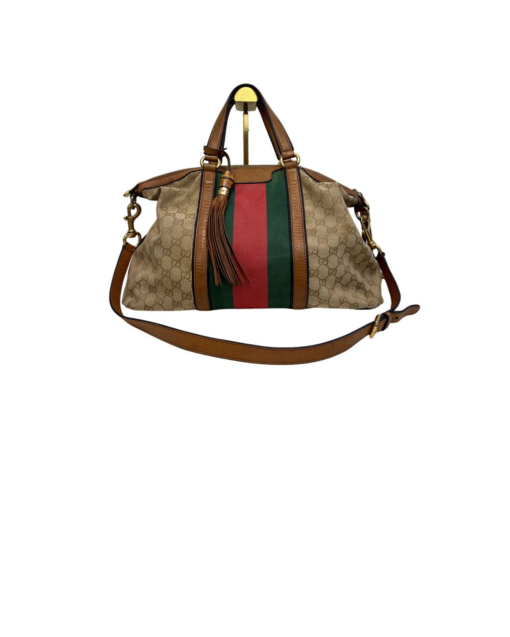 Gucci Sherry Line Handbag Brown Canvas