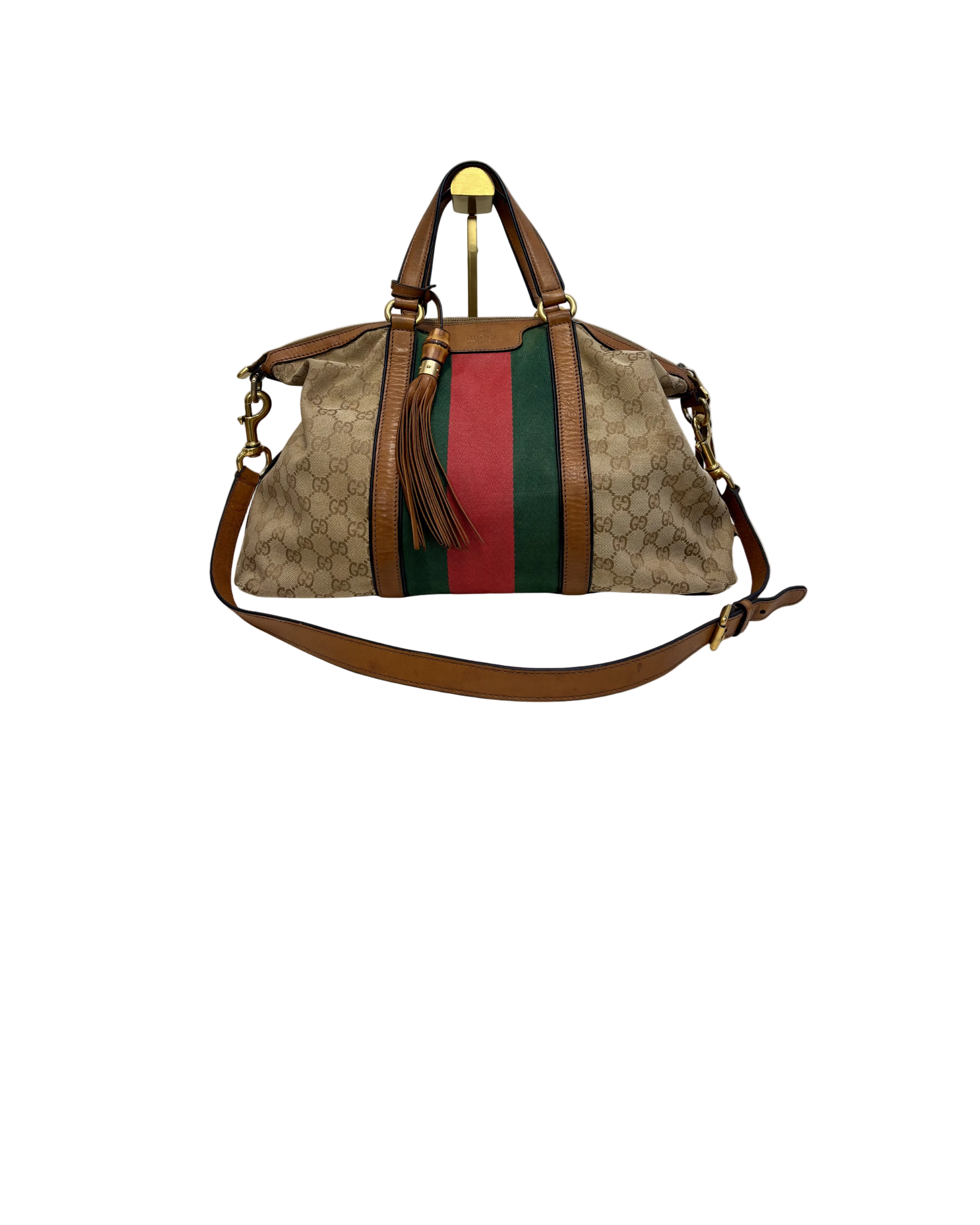Gucci Sherry Line Handbag Brown Canvas