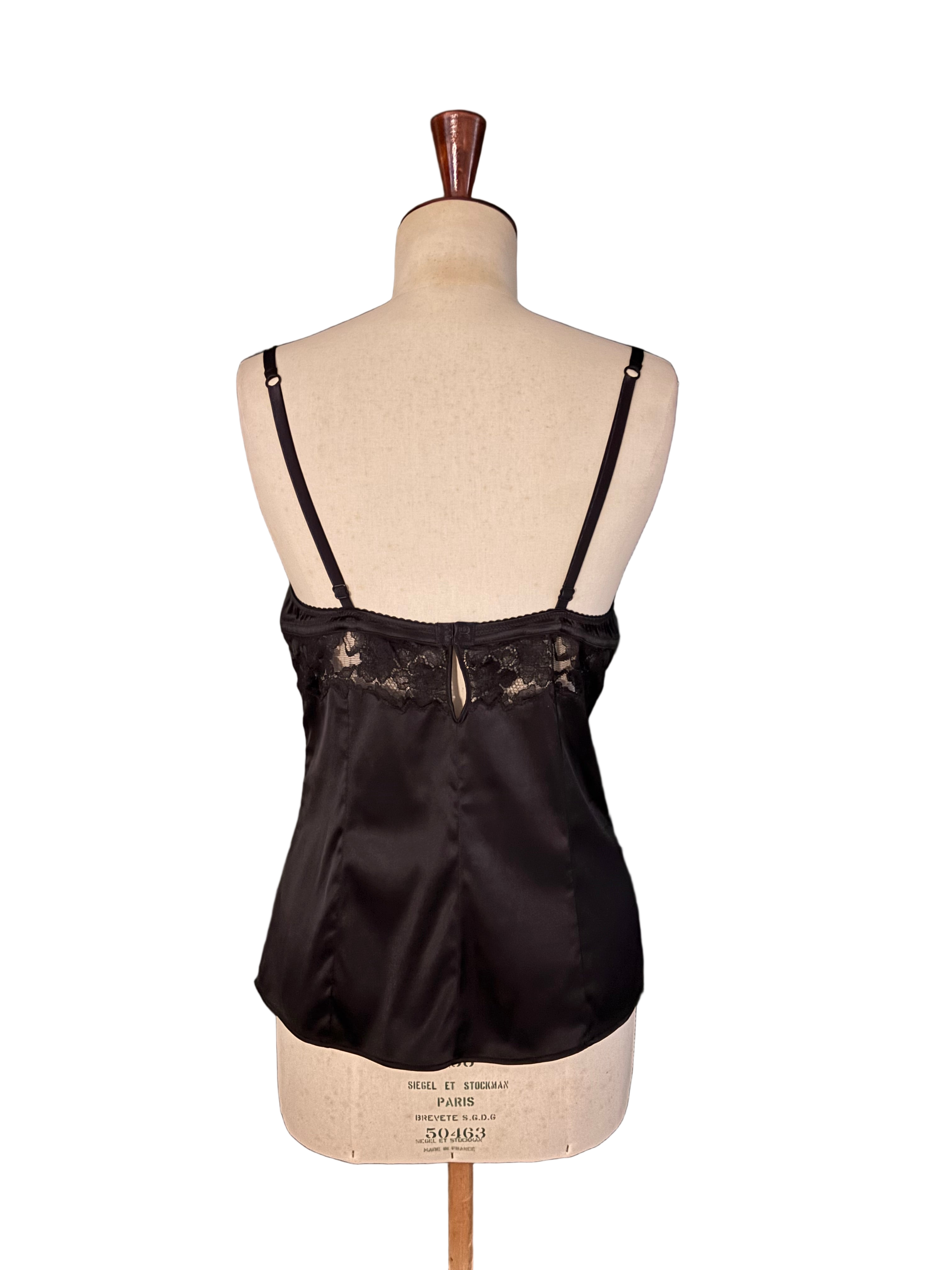 Dolce & Gabbana Black Silk Top with Lace Details – Size L (fits like M)