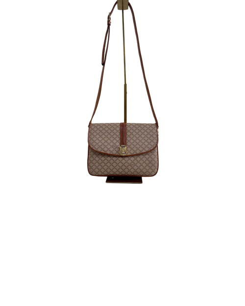 Celine Vintage 90s Macadam Crossbody Bag Beige Brown Canvas