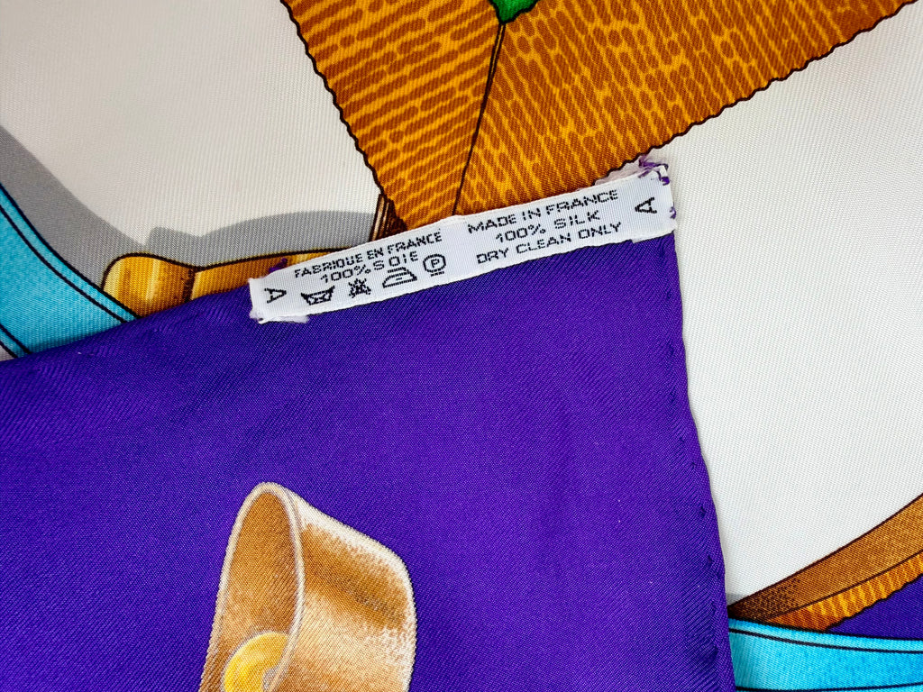 Hermès Grand Manège Silk Scarf 90x90 Purple Green Gold by Henri d’Origny