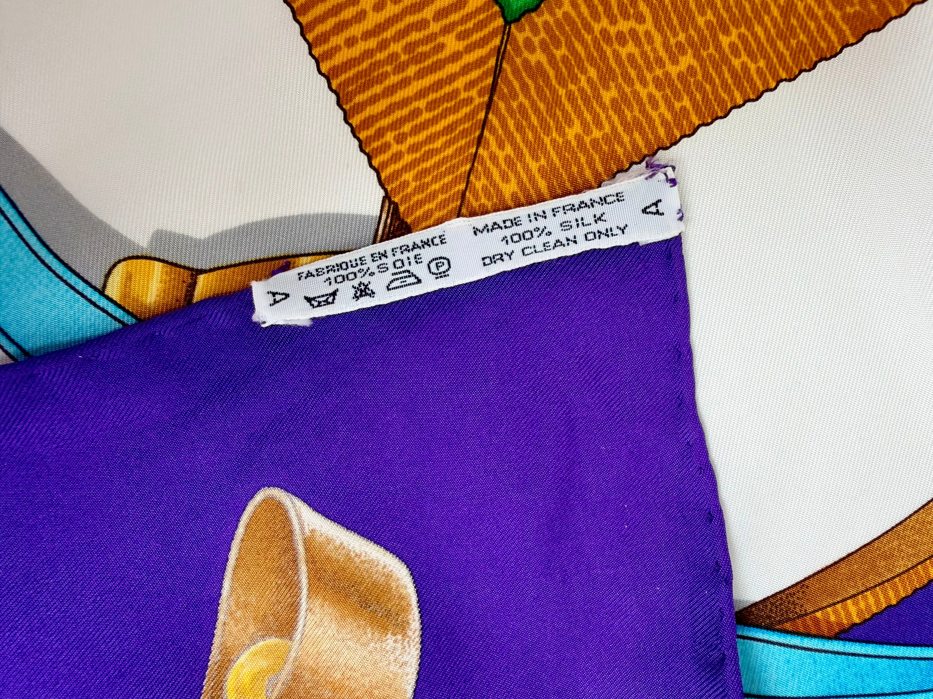 Hermès Grand Manège Silk Scarf 90x90 Purple Green Gold by Henri d’Origny