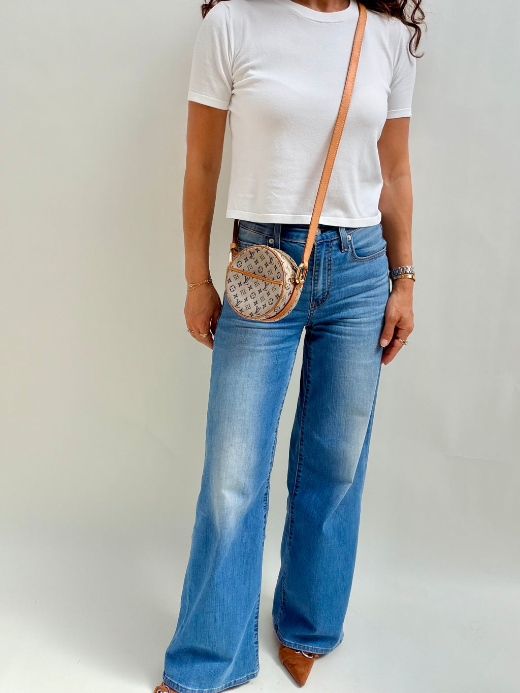 Louis Vuitton Jeanne PM Blue Mini Lin Round Crossbody Bag