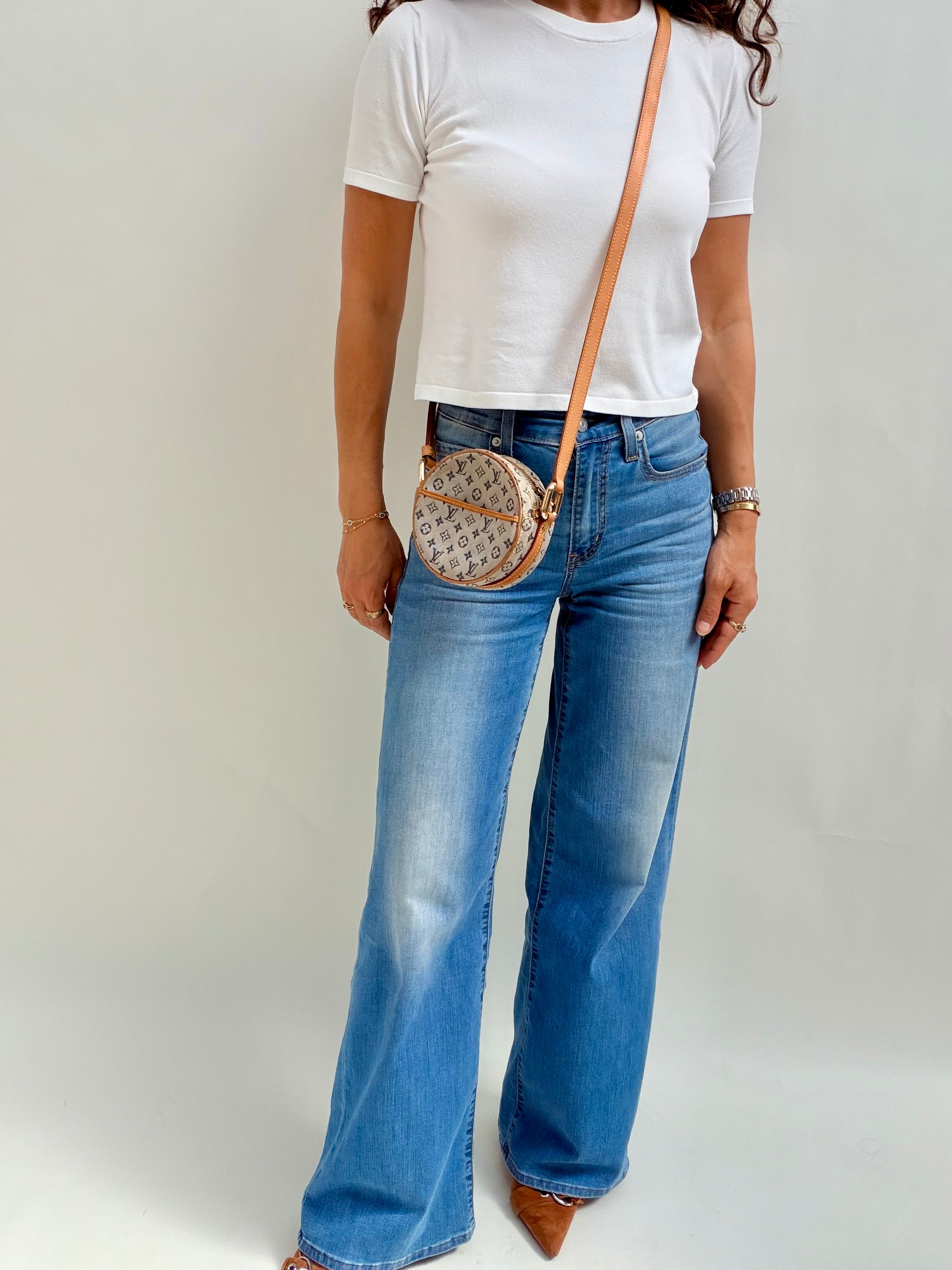 Louis Vuitton Jeanne PM Blue Mini Lin Round Crossbody Bag