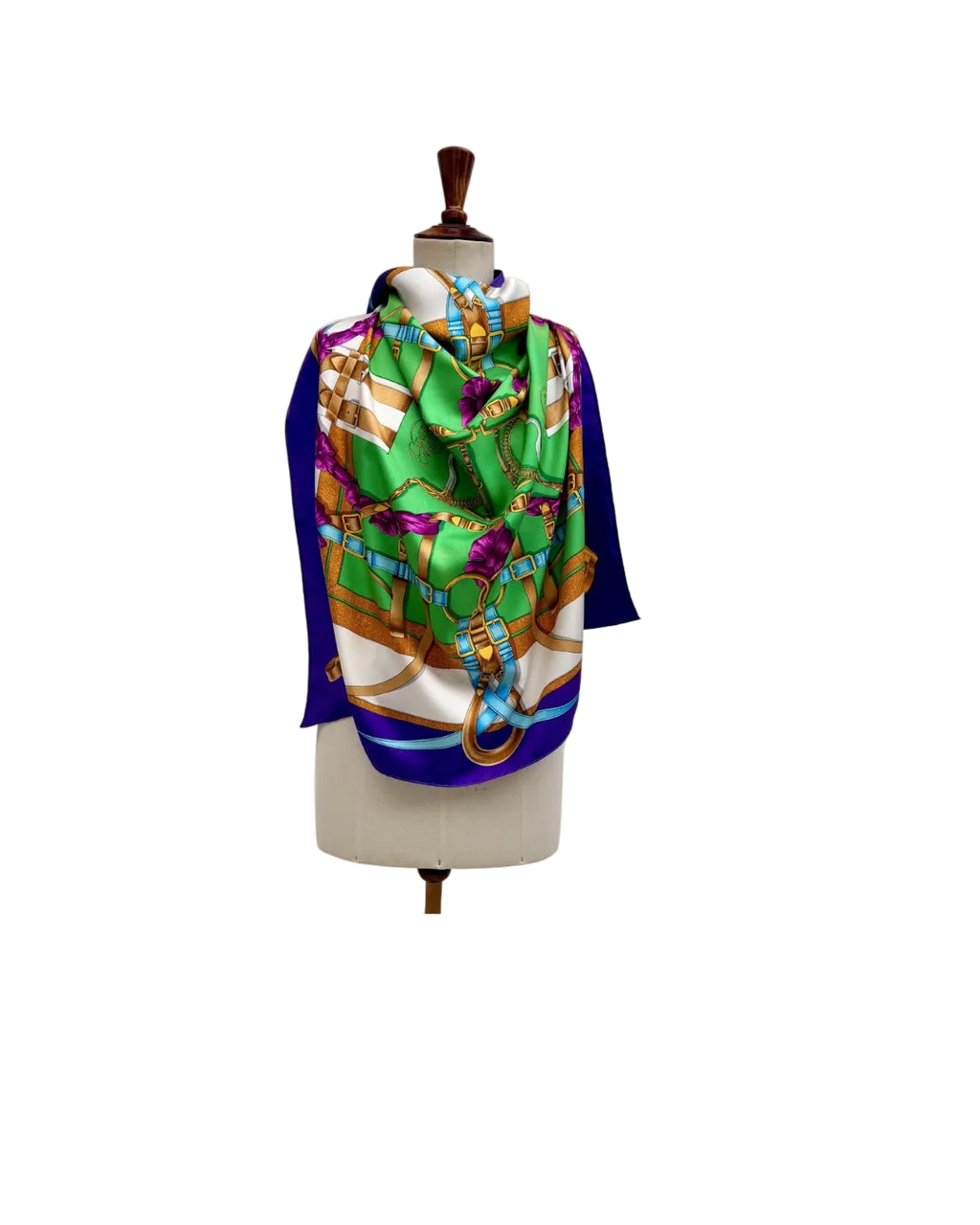 Hermès Grand Manège Silk Scarf 90x90 Purple Green Gold by Henri d’Origny