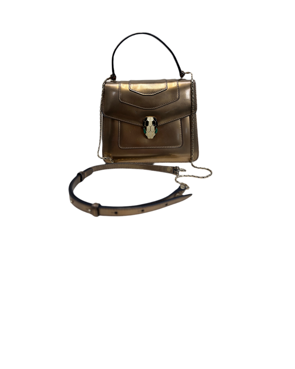 Bvlgari Serpenti Handbag Gold Leather