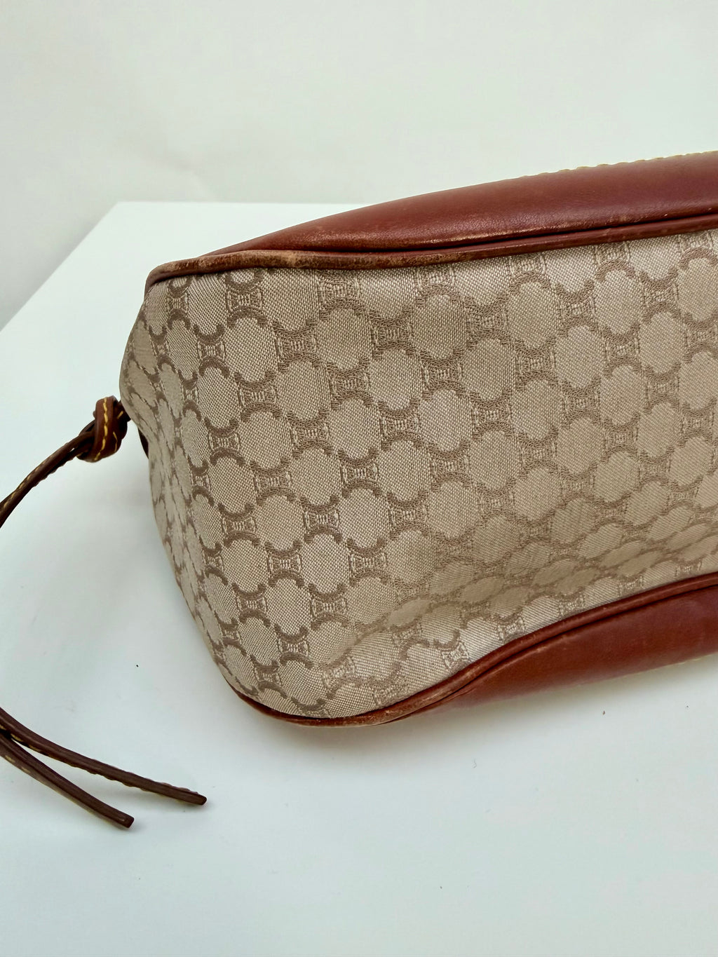 Céline Macadam Baguette Shoulder Bag Brown Canvas Leather Vintage 90s