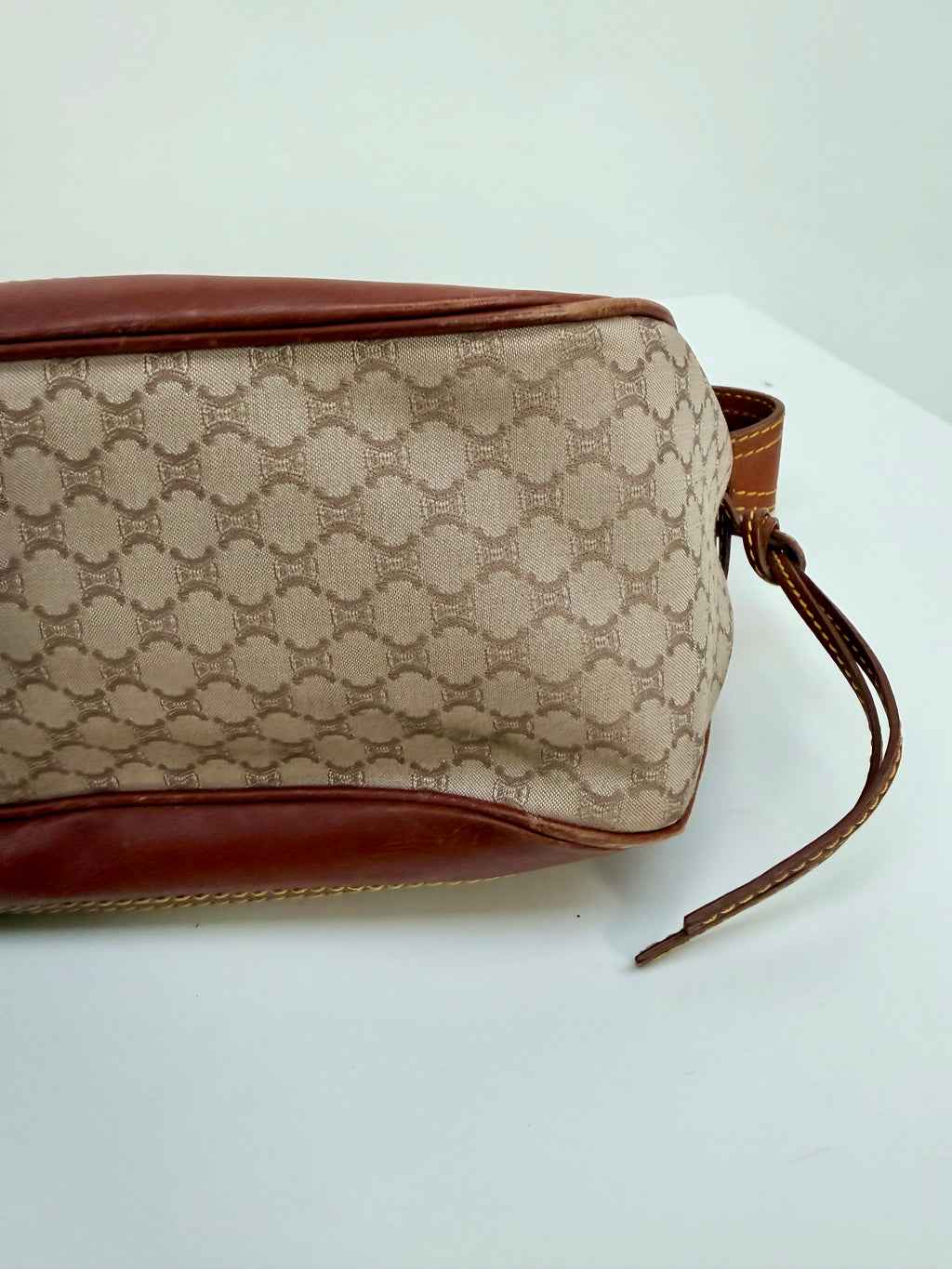 Céline Macadam Baguette Shoulder Bag Brown Canvas Leather Vintage 90s