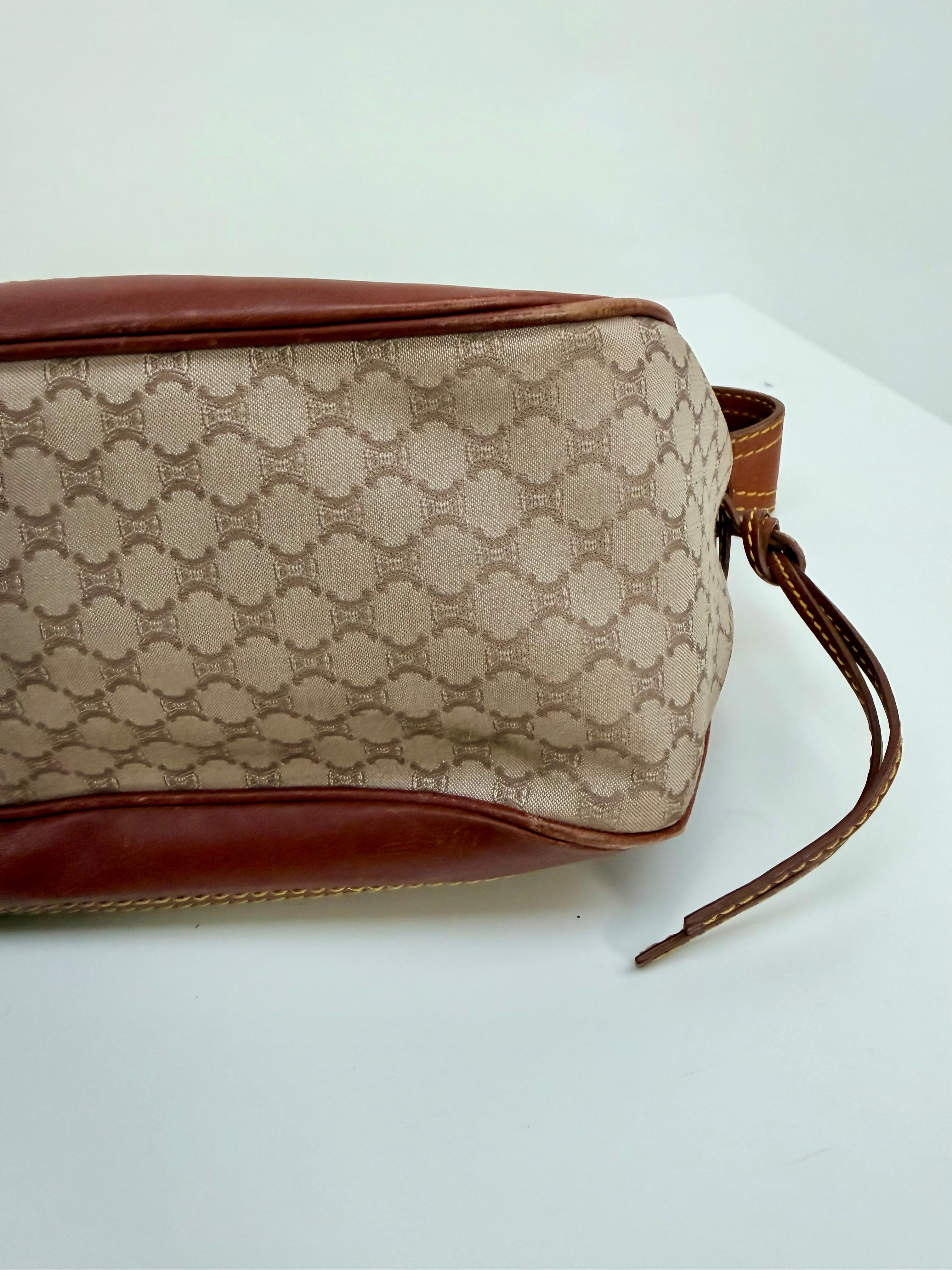 Céline Macadam Baguette Shoulder Bag Brown Canvas Leather Vintage 90s