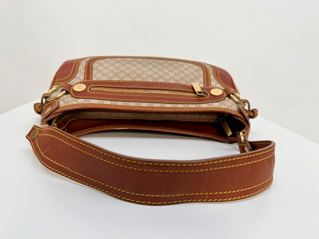 Céline Macadam Baguette Shoulder Bag Brown Canvas Leather Vintage 90s