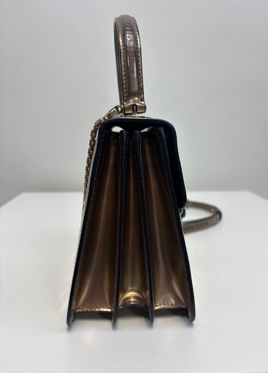 Bvlgari Serpenti Handbag Gold Leather