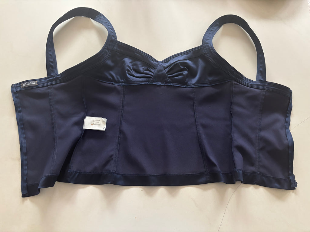 John Galliano Midnight Blue Satin Corset – Size IT 44 (Fits Medium)