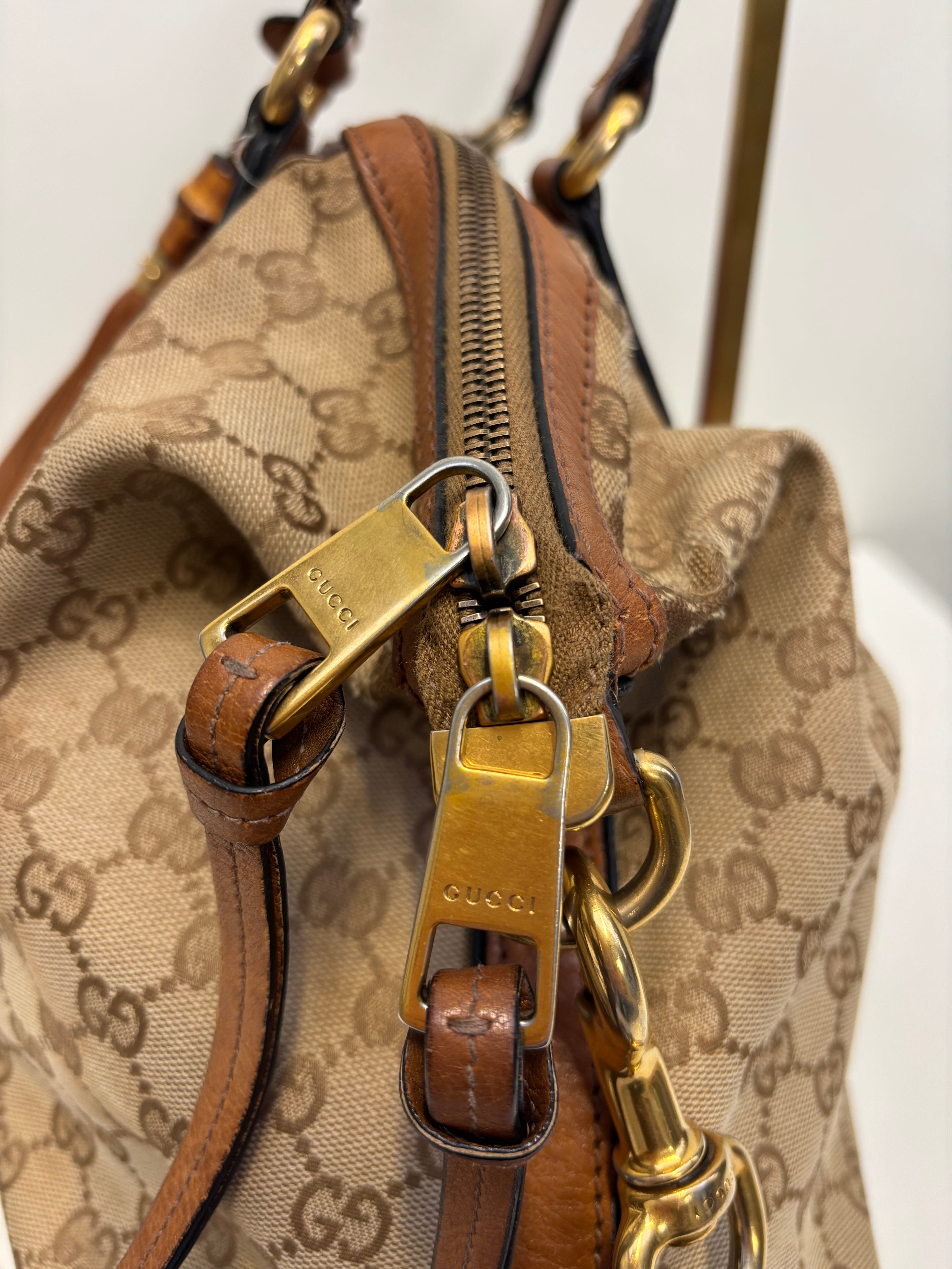 Gucci Sherry Line Handbag Brown Canvas