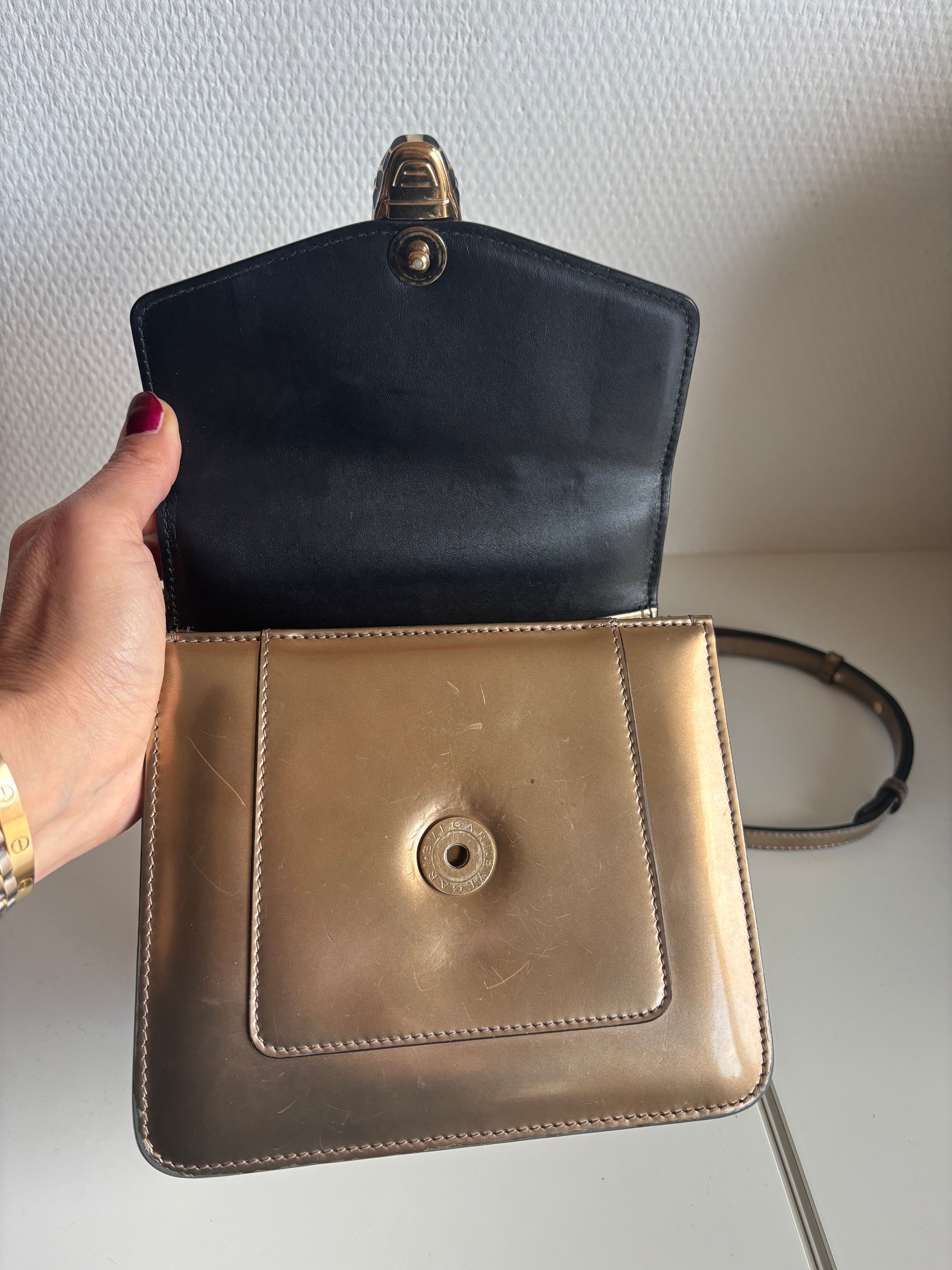 Bvlgari Serpenti Handbag Gold Leather