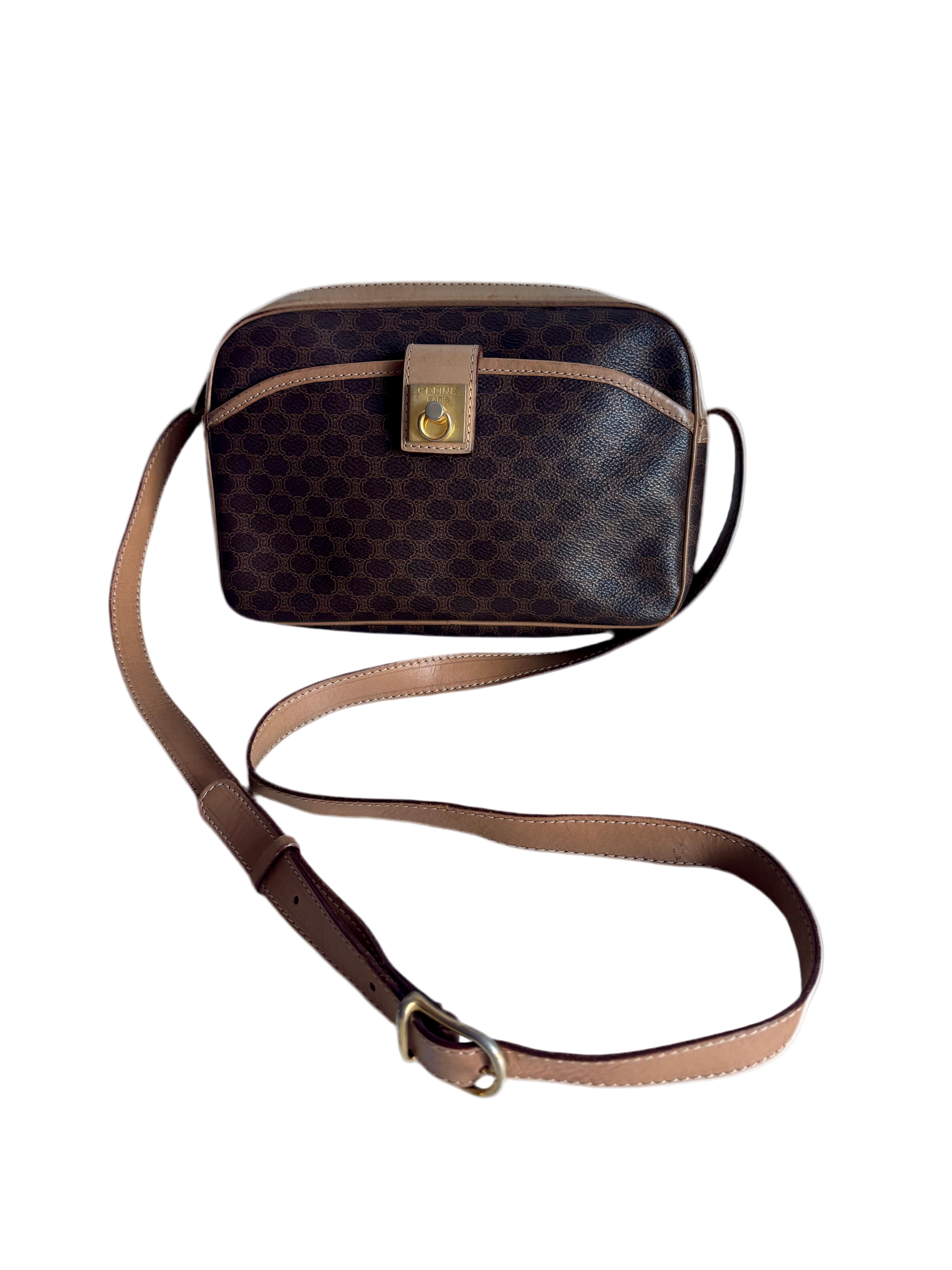 Celine Vintage Brown Canvas Crossbody bag