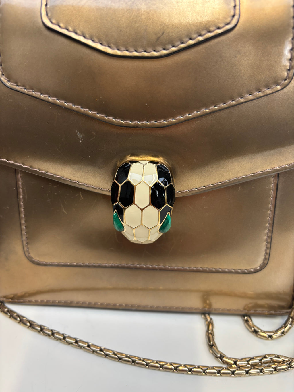 Bvlgari Serpenti Handbag Gold Leather