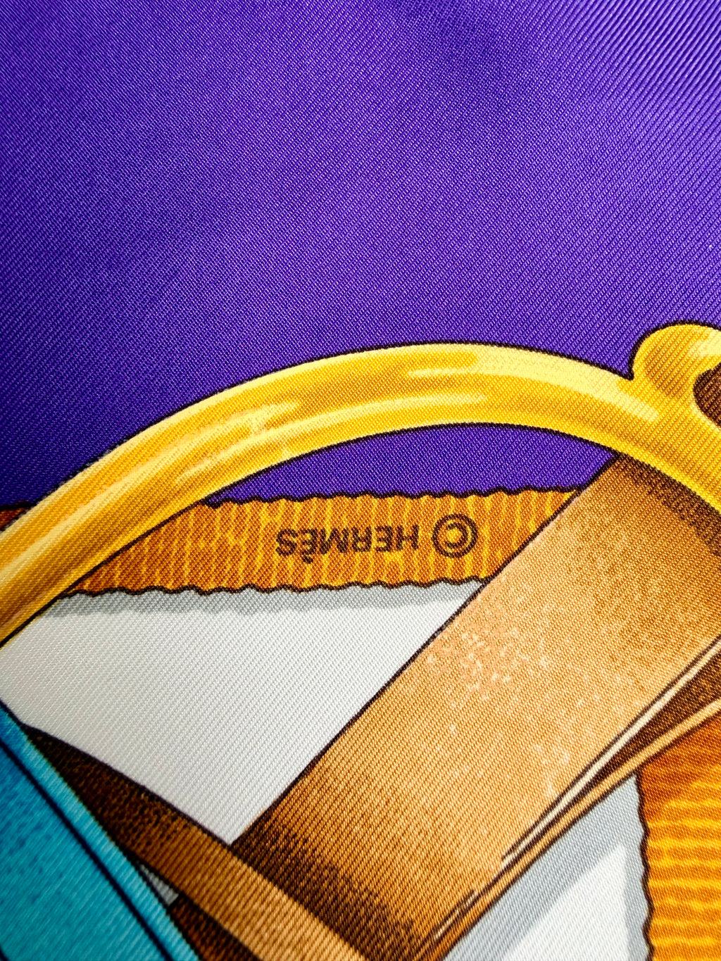 Hermès Grand Manège Silk Scarf 90x90 Purple Green Gold by Henri d’Origny