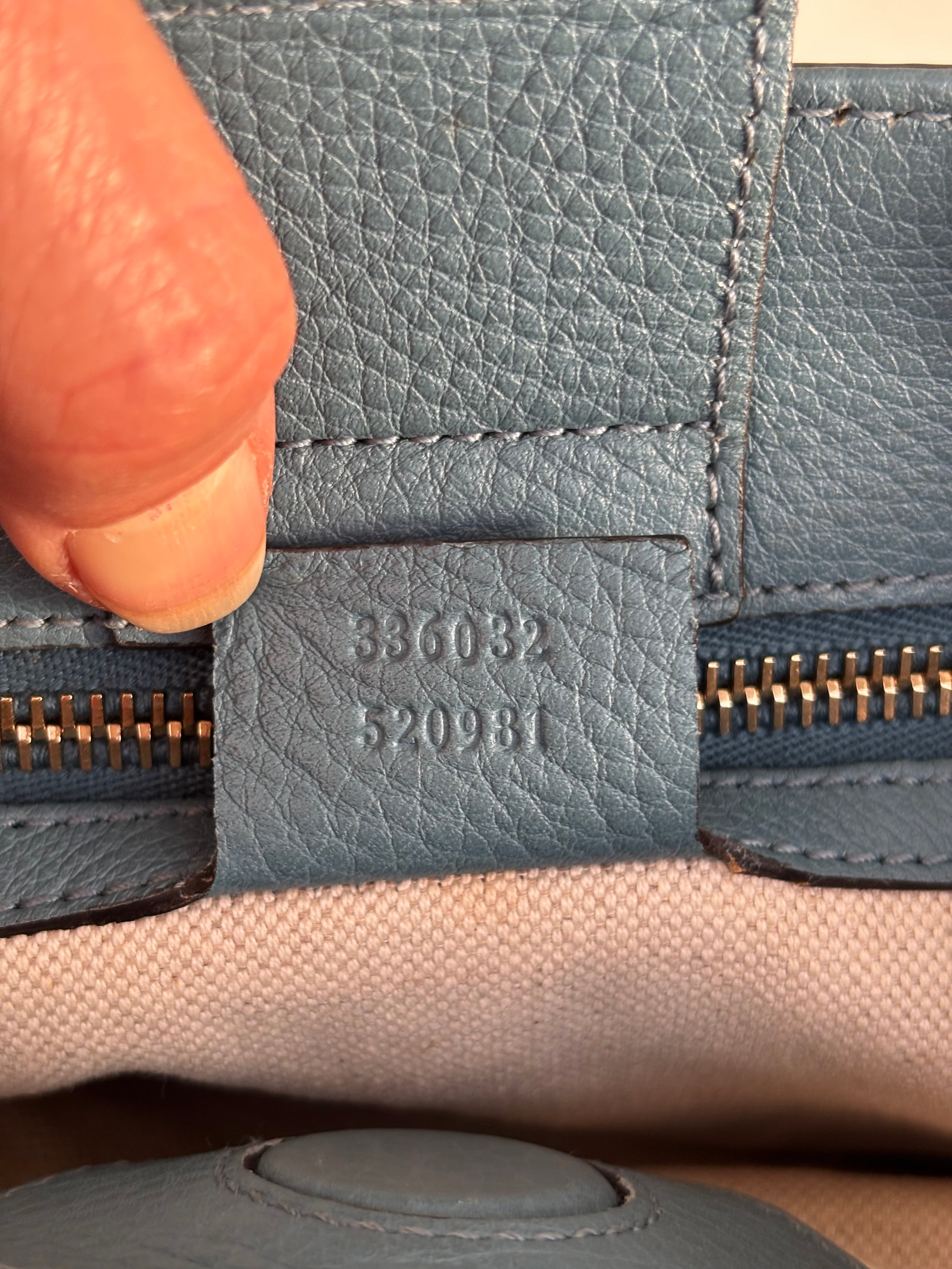 Gucci Bamboo Leather Top Handle Bag Blue Vintage Bamboo Crossbody