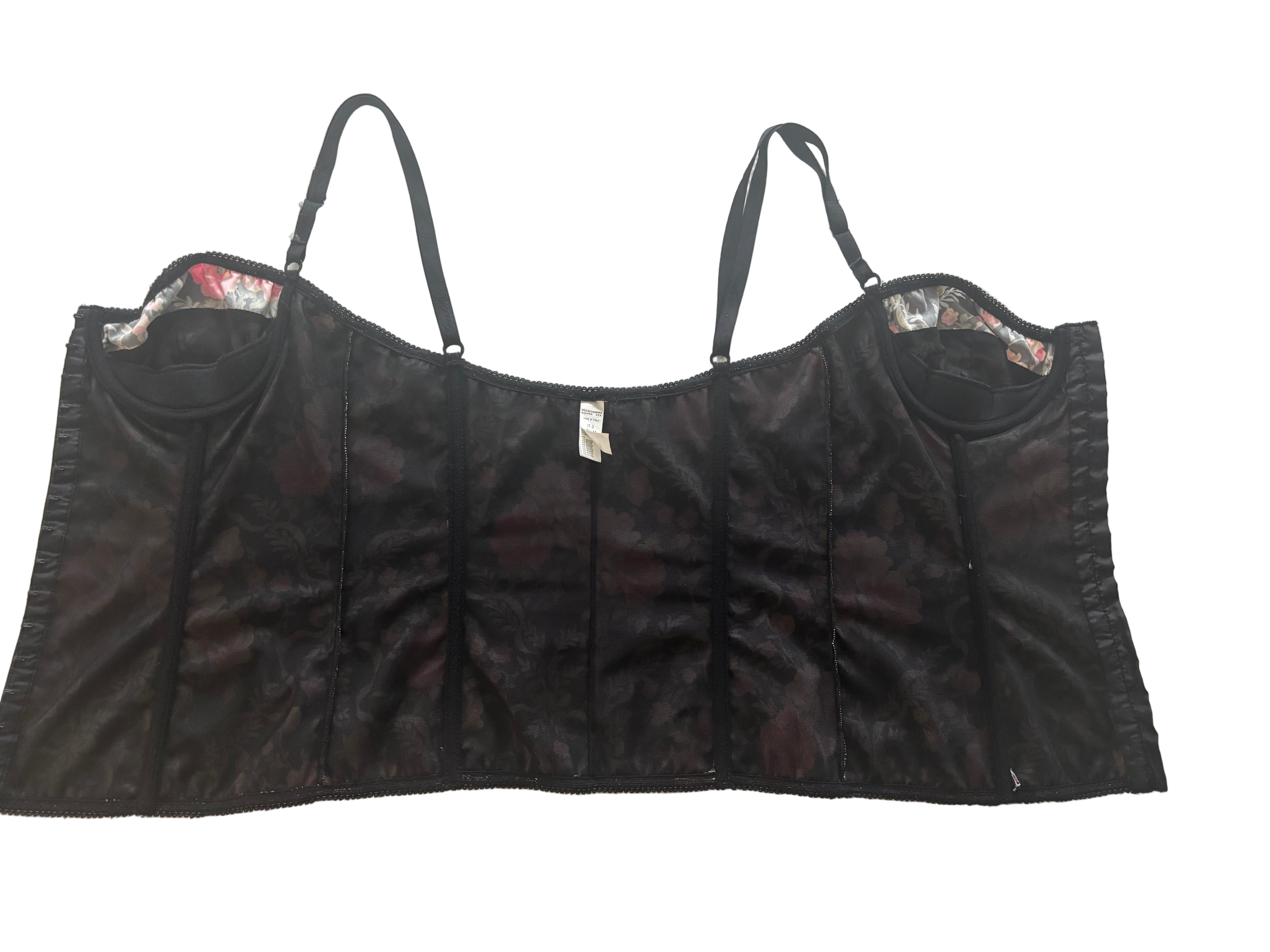 Dolce & Gabbana Vintage 90s Black Floral Corset - Size M