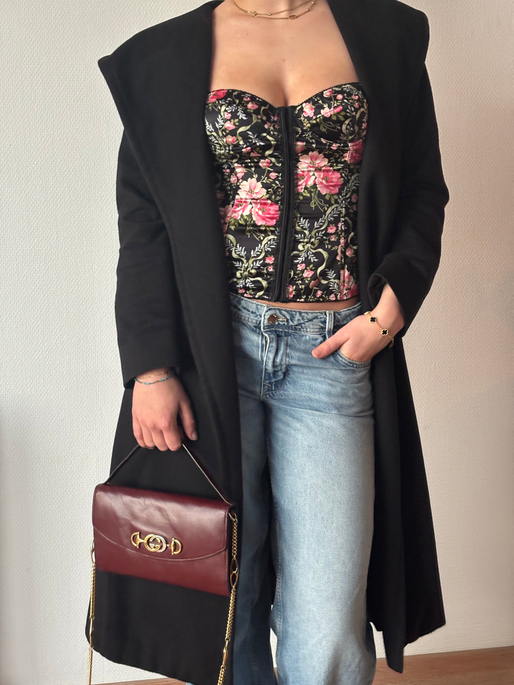 Gucci Vintage 90s Bordeaux Leather Shoulder Bag