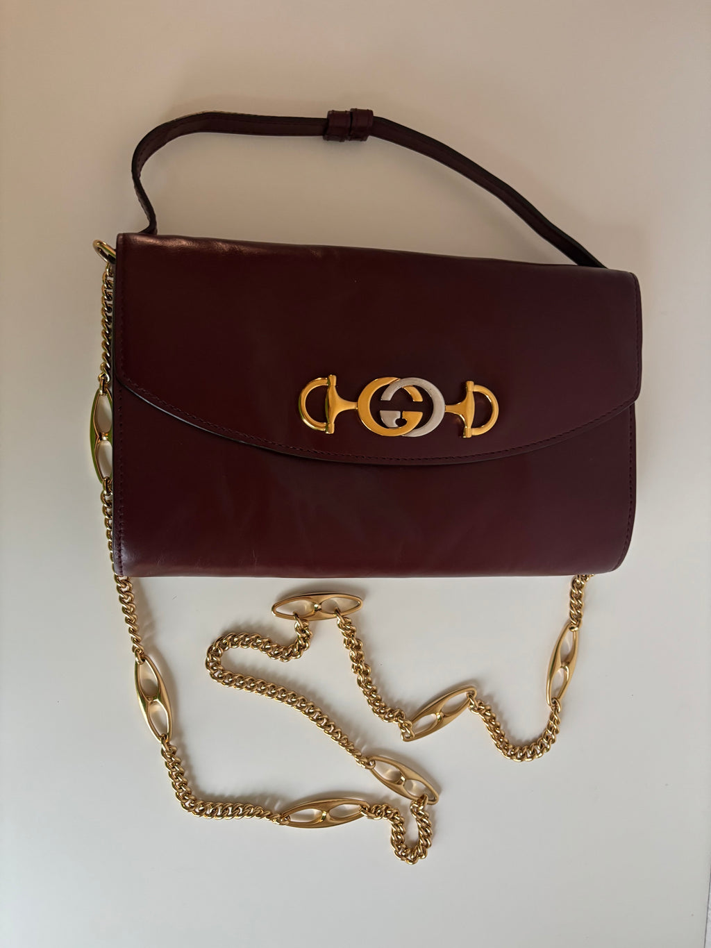 Gucci Vintage 90s Bordeaux Leather Shoulder Bag
