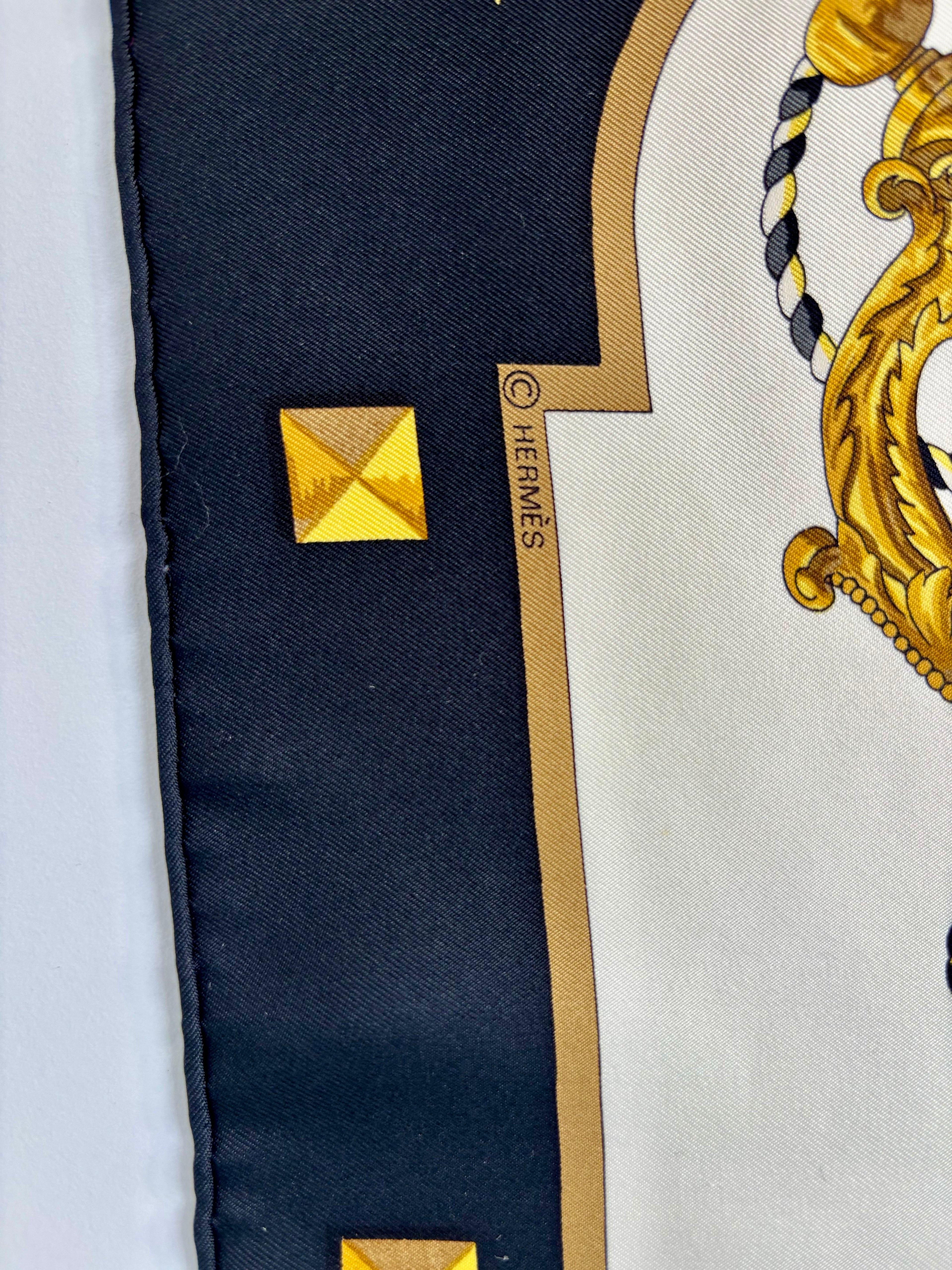 Hermès Les Clés Silk Scarf 90x90 Black Gold Vintage Carré Designer Luxury Key Motif